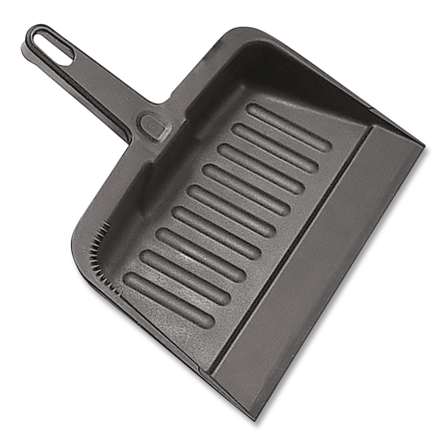 Heavy-Duty Plastic Dust Pan, 12 x 12, Black
