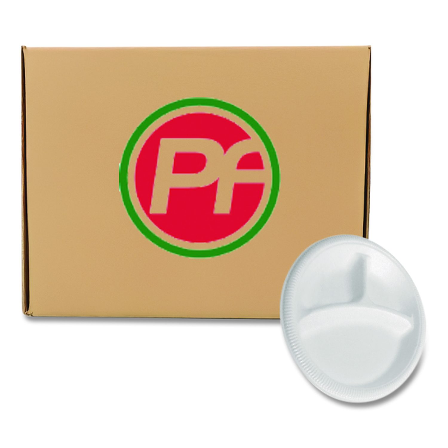 Foam Dinnerware, 3-Compartment Plate, 9" dia, White, 125/Sleeve, 4 Sleeves/Pack
