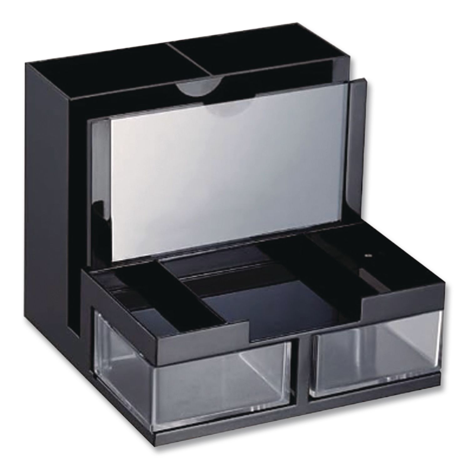 VersaPlus Desk Organizer,7 Compartments, Plastic, 6.19 x 6.31 x 5.5, Black