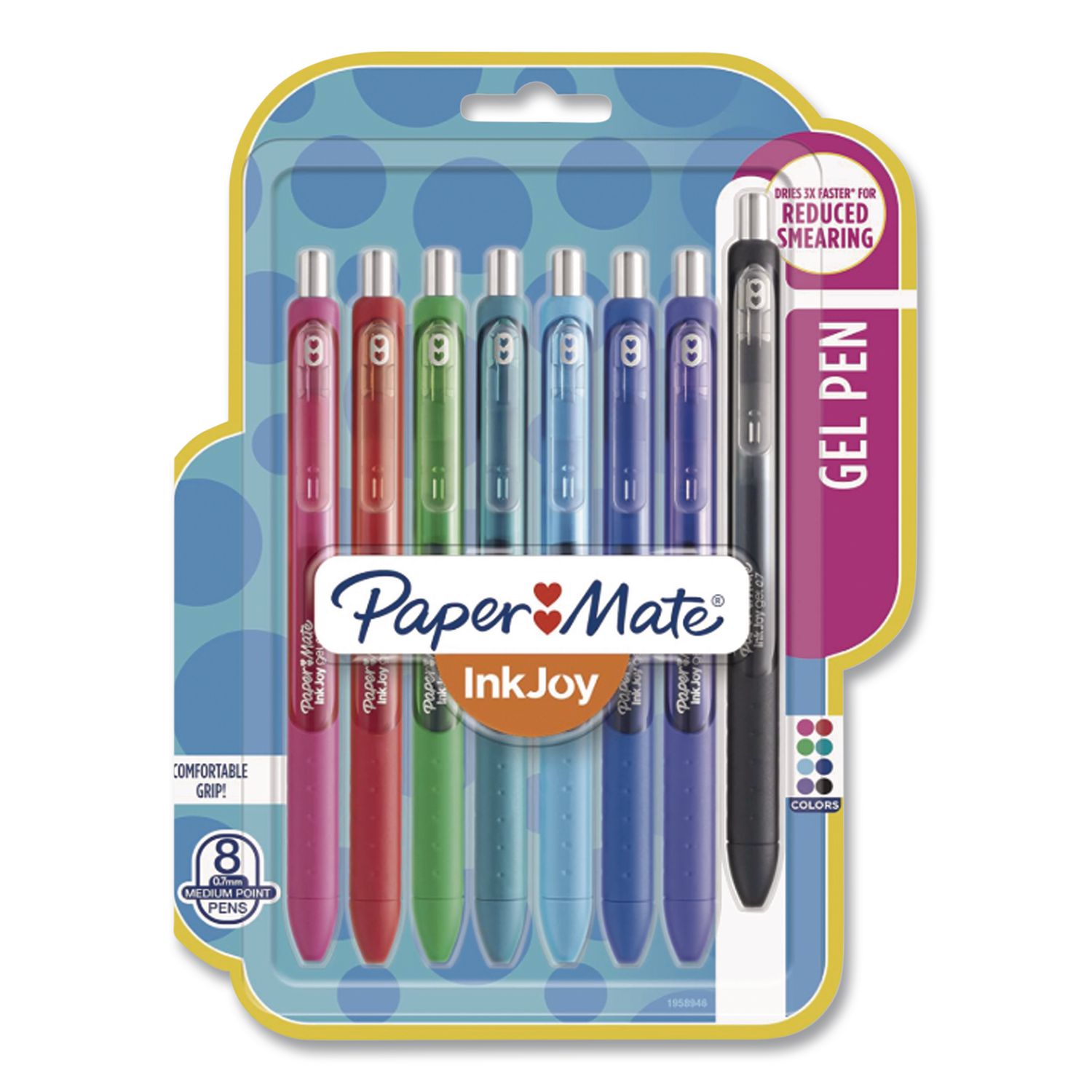 InkJoy Gel Pen, Retractable, Medium 0.7 mm, Assorted Ink and Barrel Colors, 8/Pack
