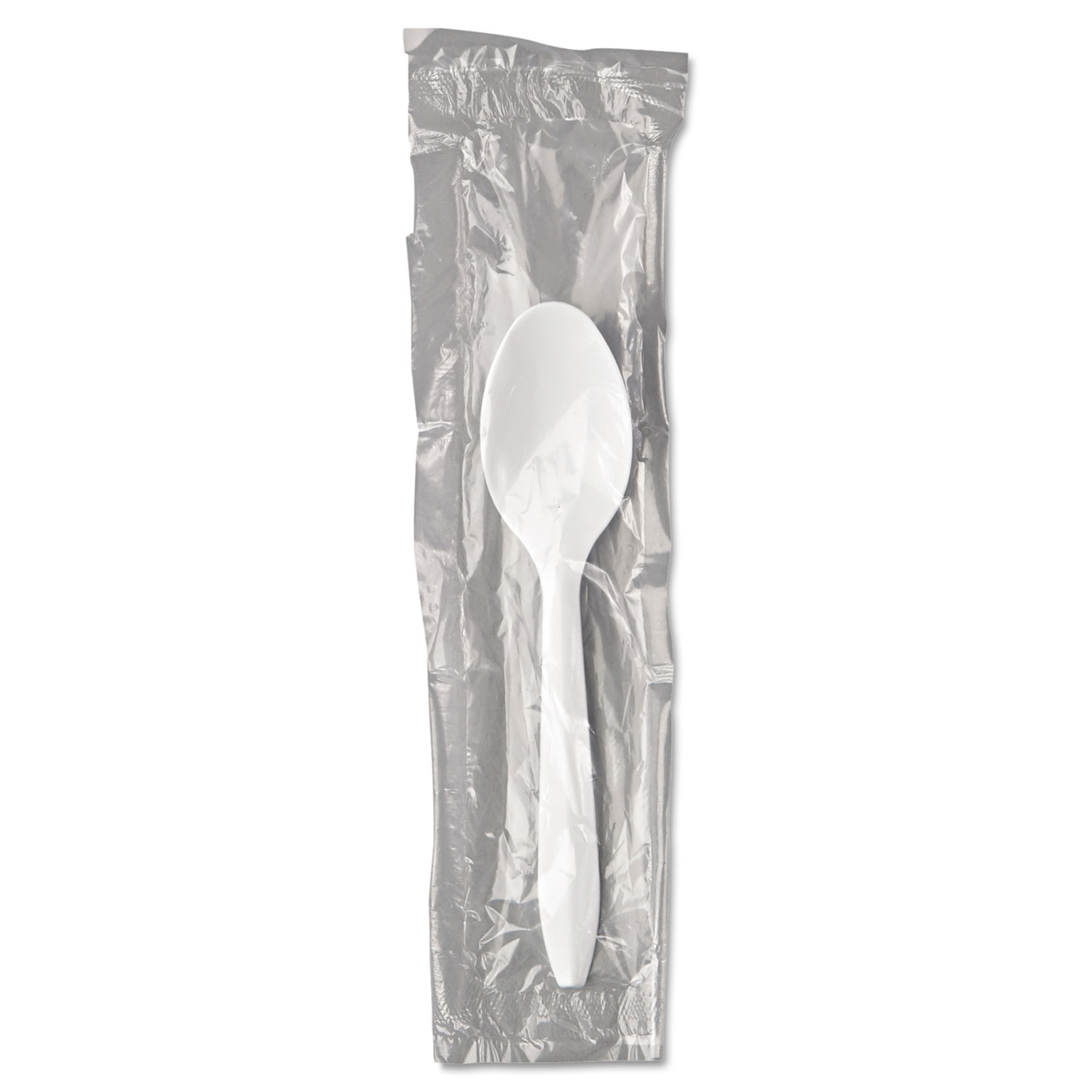 Mediumweight Wrapped Polypropylene Cutlery, Teaspoon, White, 1000/Carton
