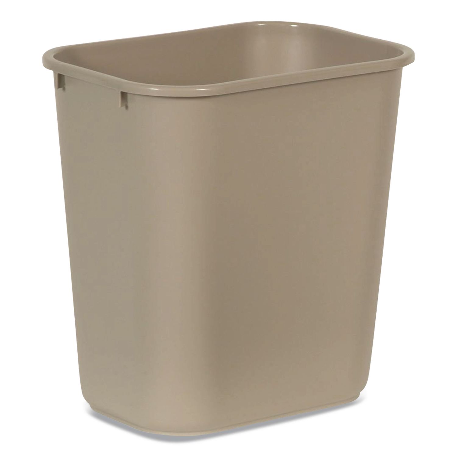 Deskside Plastic Wastebasket, 7 gal, Plastic, Beige