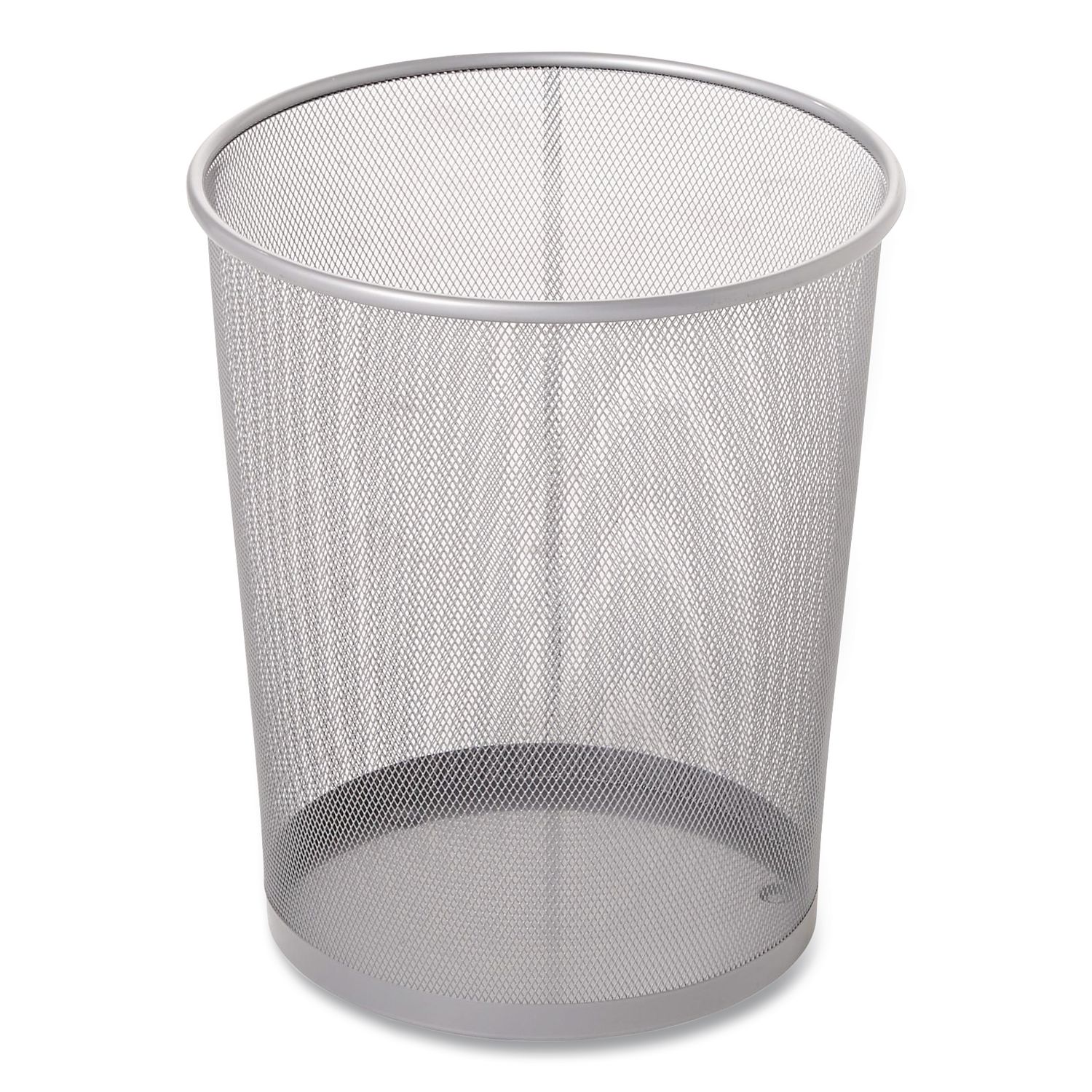 Steel Mesh Wastebasket, 5 gal, Steel Mesh,  Silver