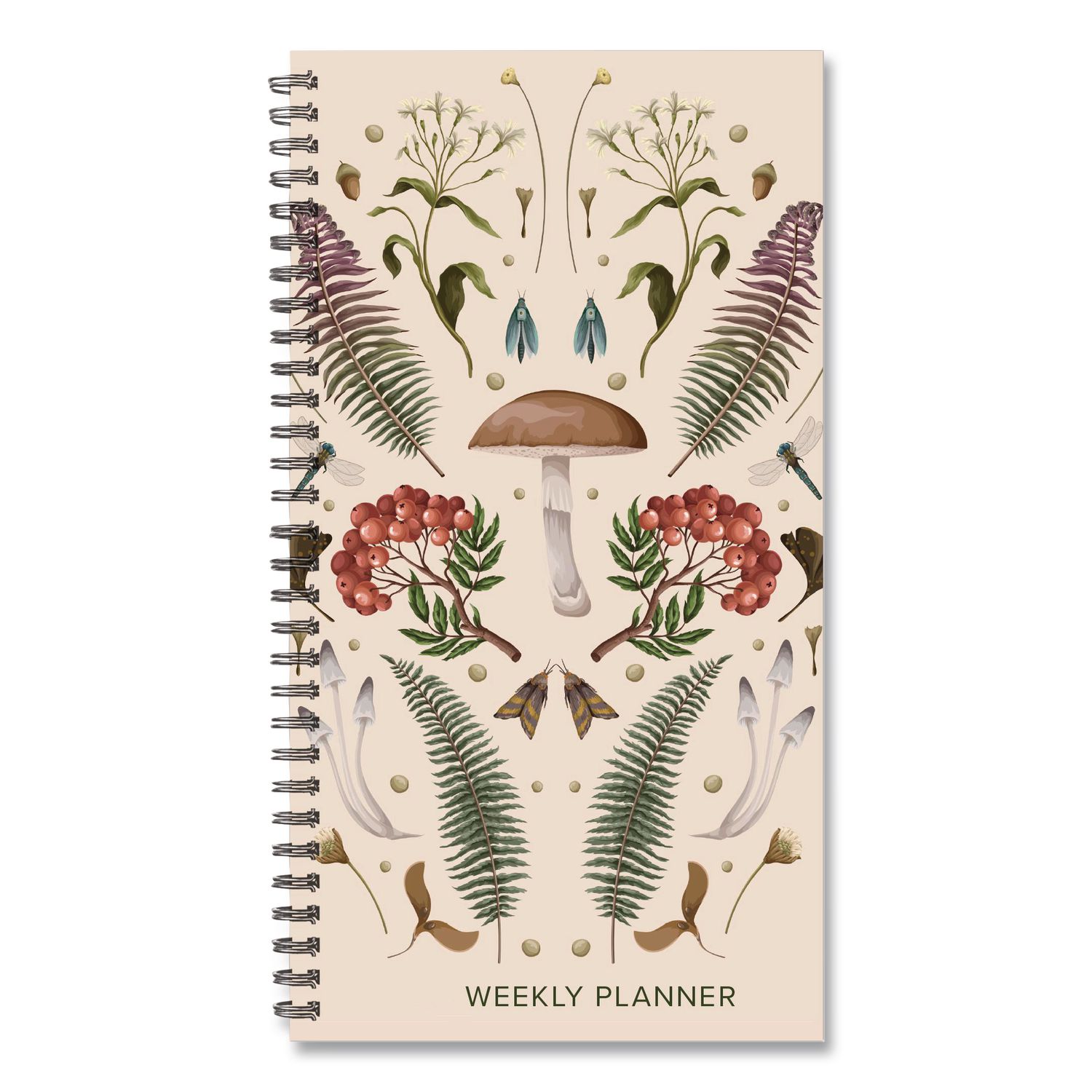 Woodland Mushroom Softcover Weekly/Monthly Spiral Planner, 6.5 x 3.5, Multicolor Cover, 12-Month (Jan to Dec): 2026