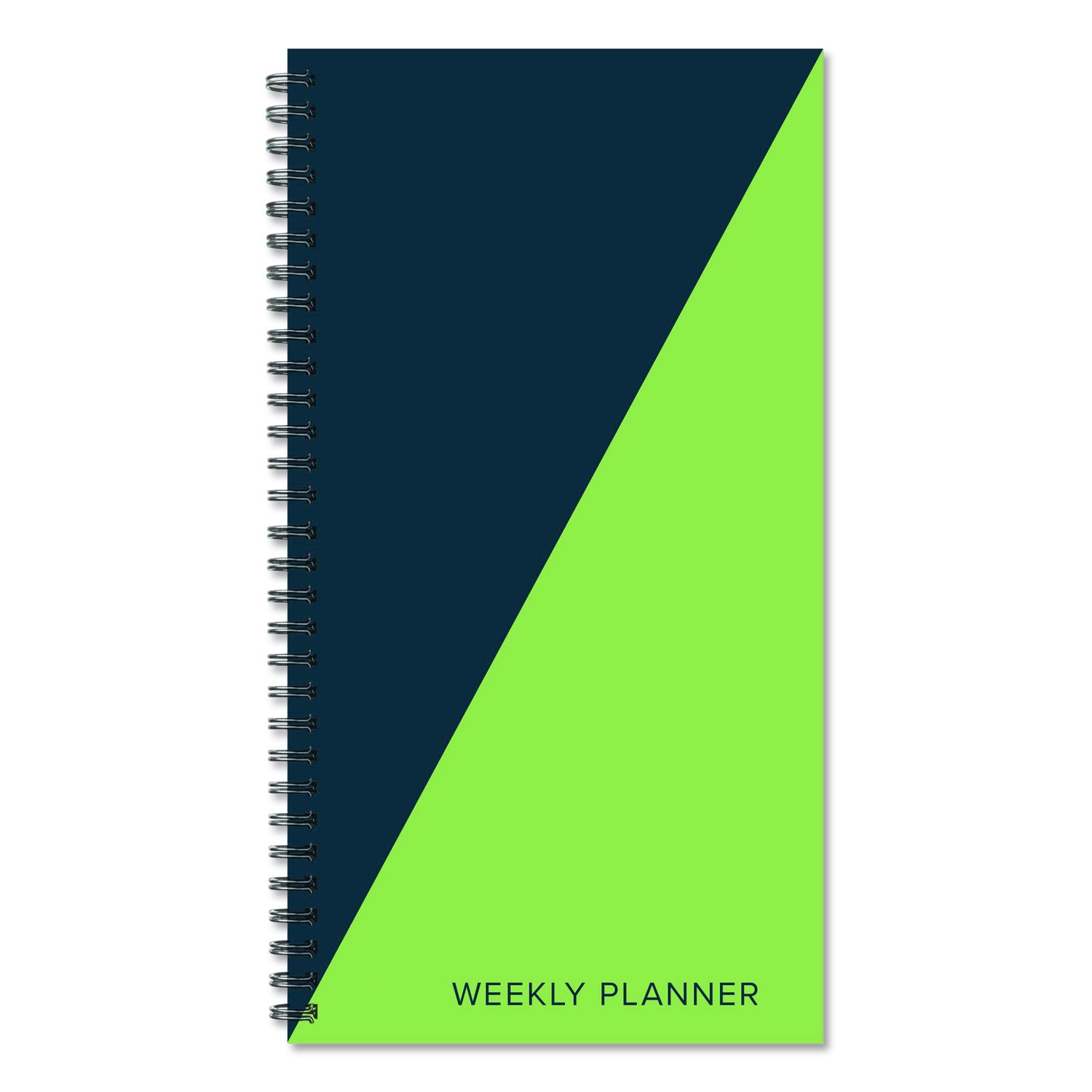 Navy Lime Duotone Softcover Weekly/Monthly Spiral Planner, 6.5 x 3.5, Navy/Lime Cover, 12-Month (Jan to Dec): 2026