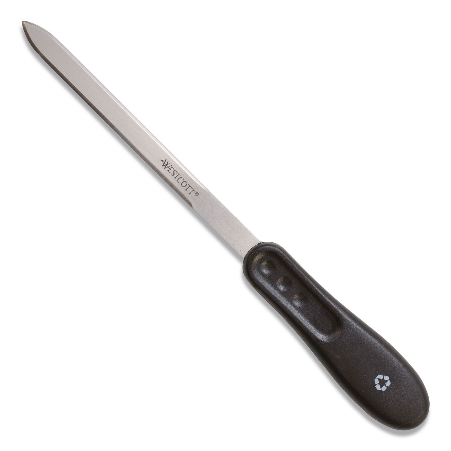 KleenEarth Recycled Letter Opener with Antimicrobial Protection, 9", Black