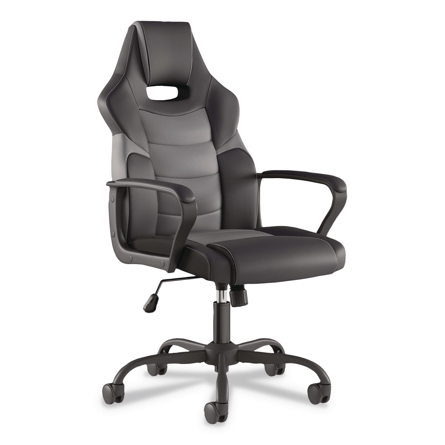 Vector Luxura Faux Leather Gaming Chair, Supports Up to 275 lbs, Black/Gray Seat, Black/Gray Back, Black Base
