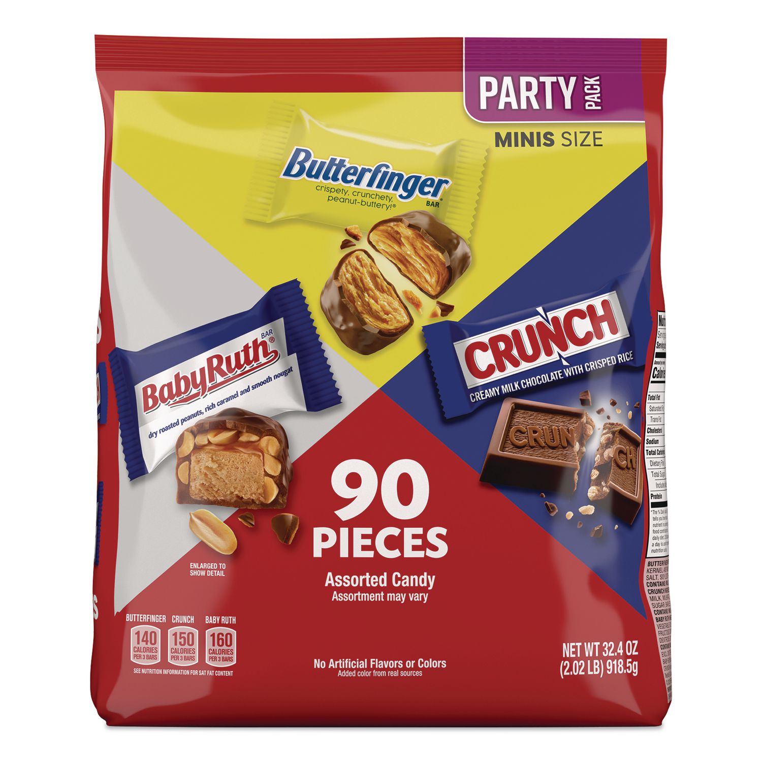 Baby Ruth, Butterfinger, Crunch Minis Party Pack, 90 Pieces, 32.4 oz Bag