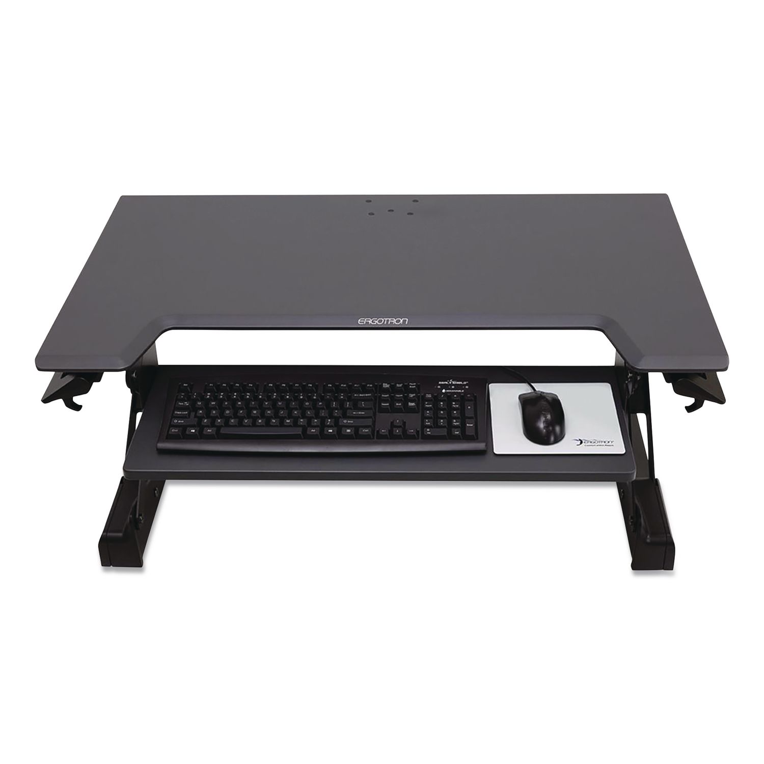 WorkFit-TL Adjustable Standing Desk Converter, 37.5" x 27" x 5" to 20", Dark Gray/Black