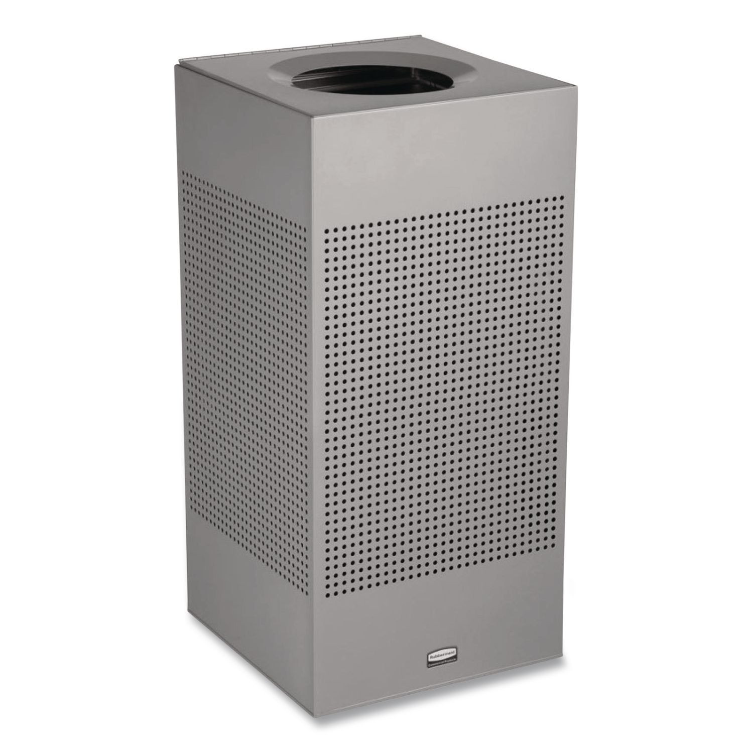 Designer Line Silhouettes Waste Receptacle, 16 gal, Steel, Silver Metallic