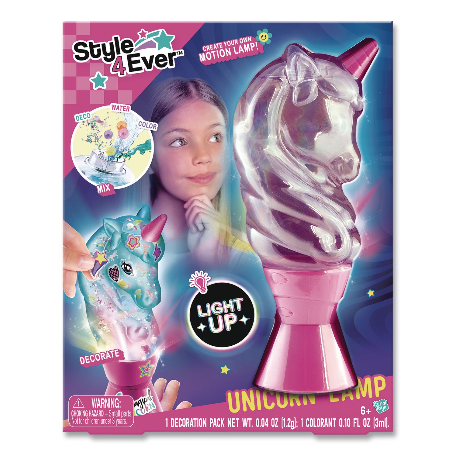 Unicorn Moon Lamp Creator Kit with Beads, Stickers, Colorant, Confetti and Glitter, Ages 8 and Up