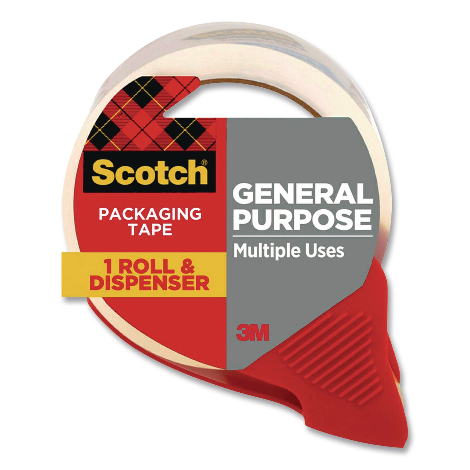General Purpose Packaging Tape with Dispenser, 3" Core, 1.88" x 54.6 yd, Clear