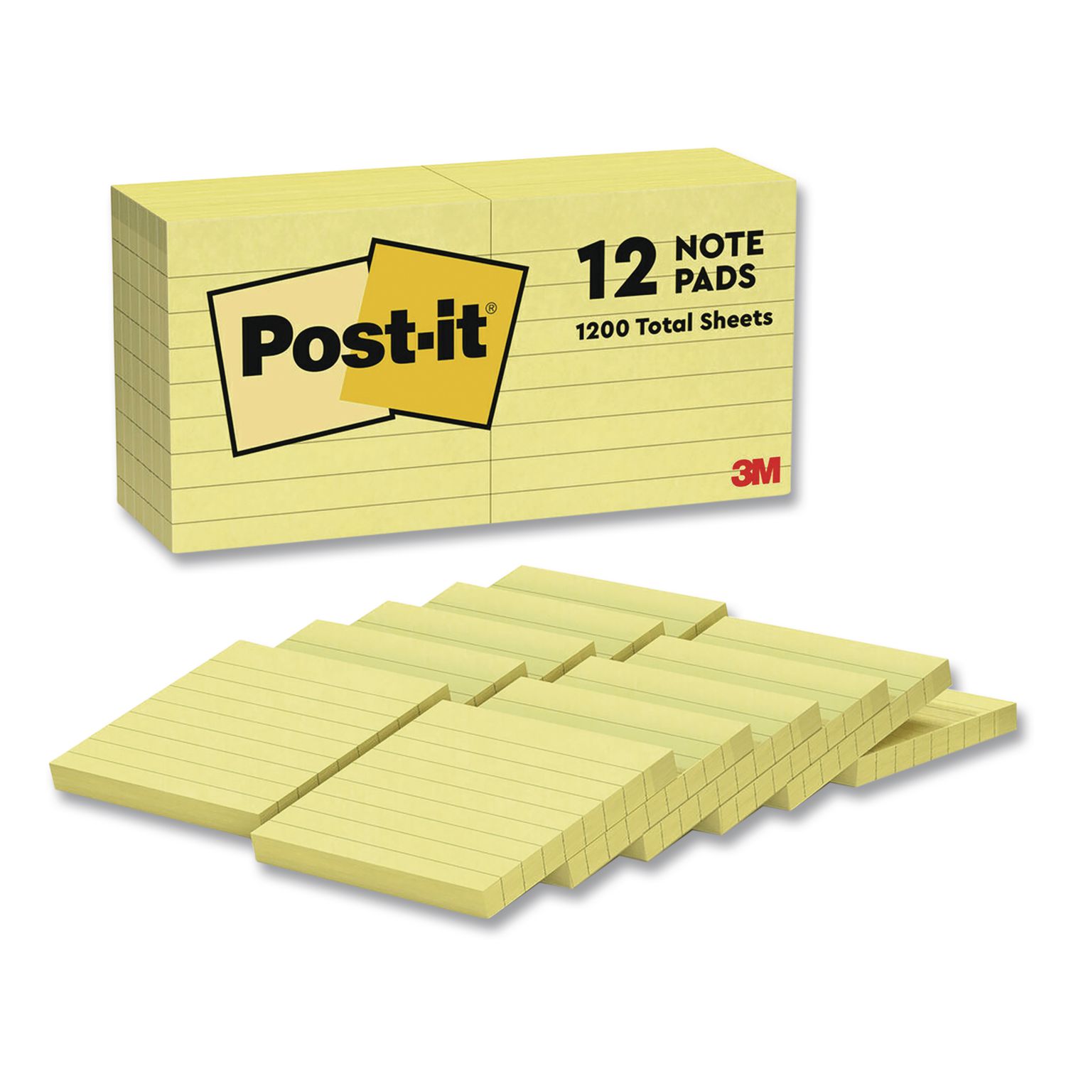 Original Pads in Canary Yellow, Note Ruled, 3" x 3", 100 Sheets/Pad, 12 Pads/Pack