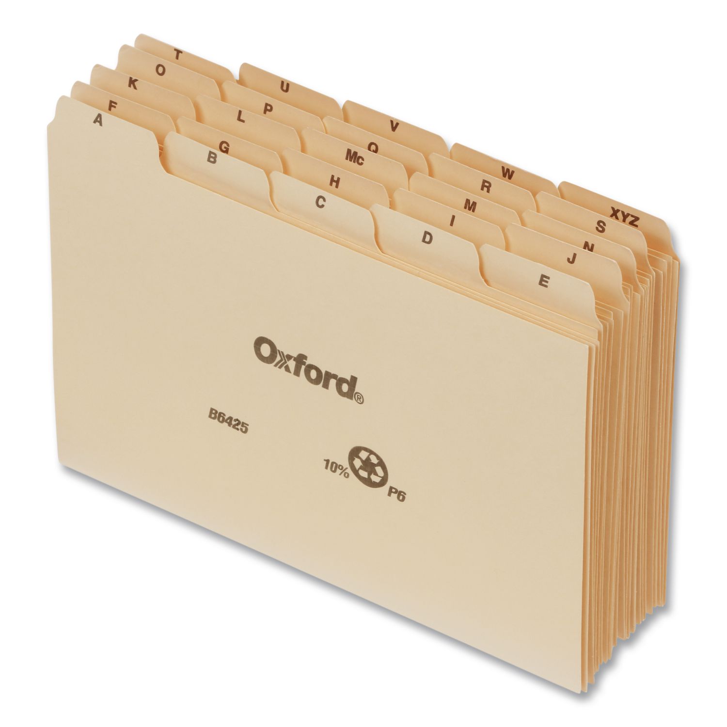 A-Z Index Card Dividers, Pre-Printed, 1/5-Cut Top Tab, For 4 x 6 Cards, Manila, 25/Set