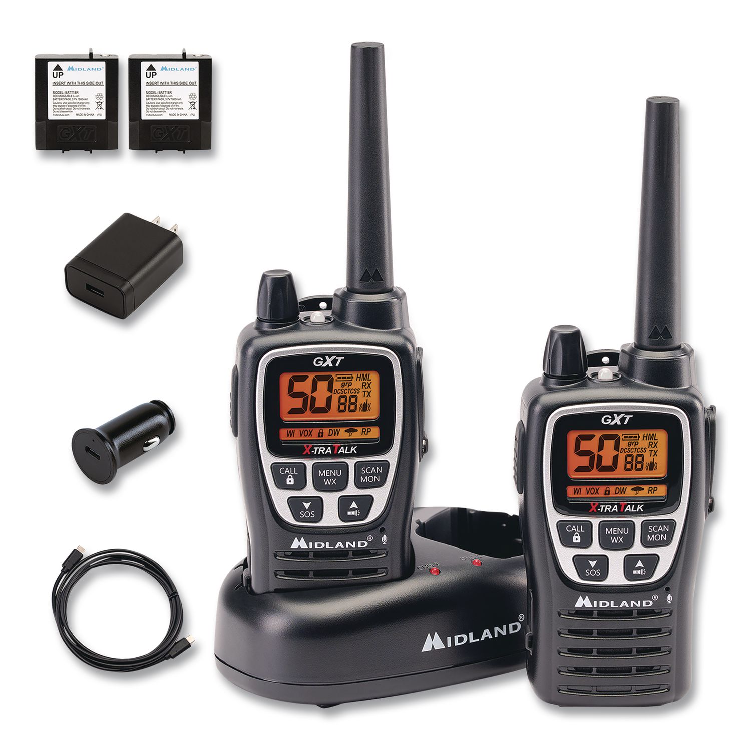 GXT3000 Two-Way Radios, 2 Radios, 50 Channels