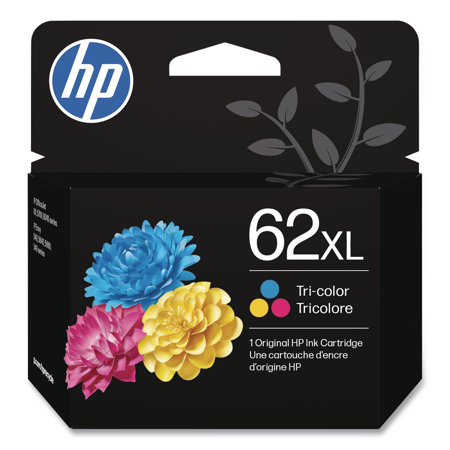HP 62XL, (C2P07AN) High-Yield Tri-Color Original Ink Cartridge