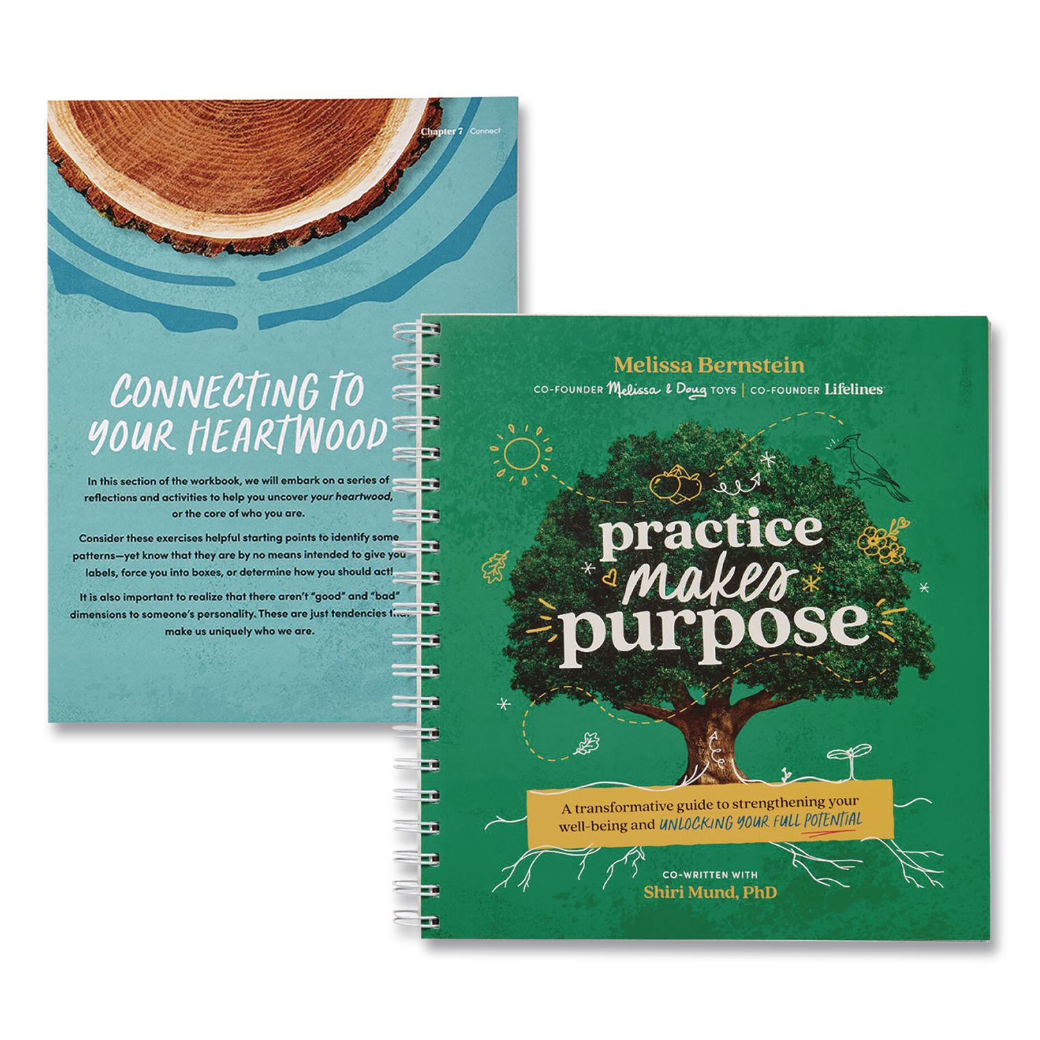 Guided Journal: Practice Makes Purpose by Melissa Bernstein and Shiri Mund, PhD, Green Tree Cover, (90) Sheets