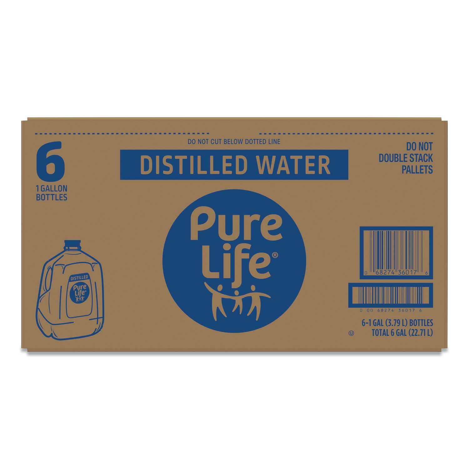 Distilled Water, 1 gal Bottle, 6 Bottles/Carton