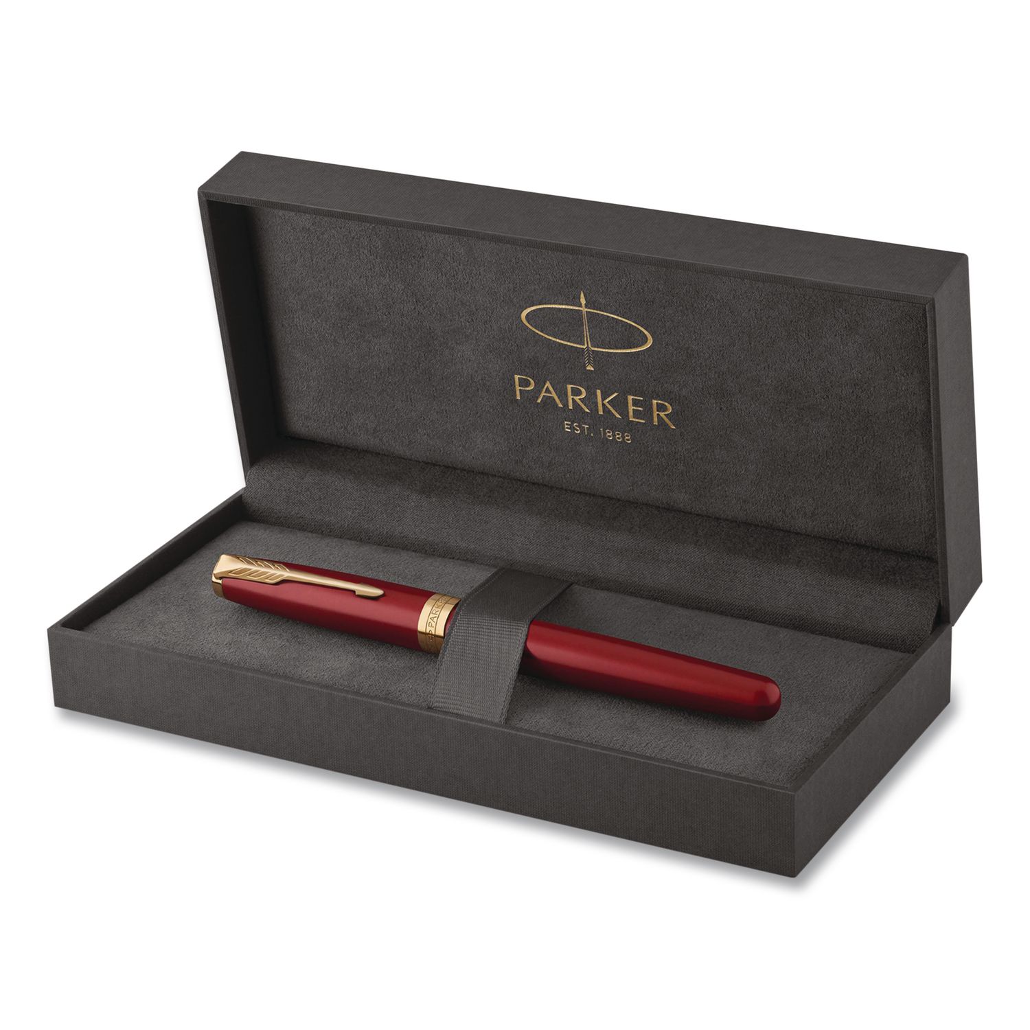 Sonnet Fountain Pen with Gift Box, Medium Fountain Nib, Red Ink, Red Lacquer/Gold Barrel