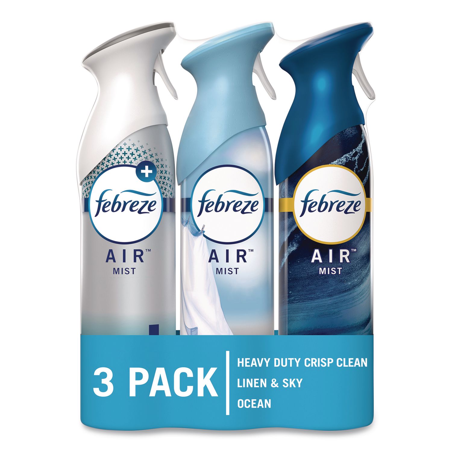 AIR Variety Pack, Heavy-Duty Crisp Clean/Linen and Sky/Ocean, 8.8 oz Aerosol Spray, 3/Pack