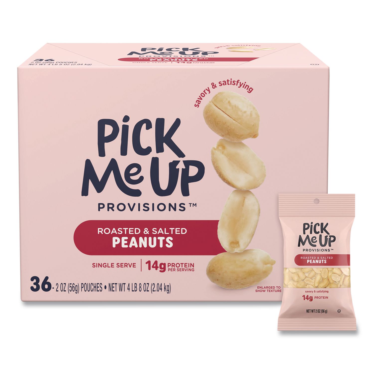 Roasted and Salted Peanuts, 2 oz Pouch, 36/Box