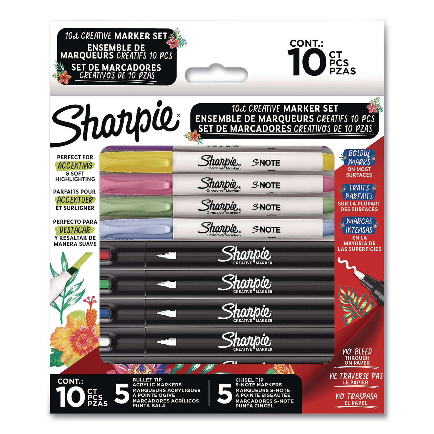 Creative Markers, Assorted Tips, Assorted Colors, 10/Pack