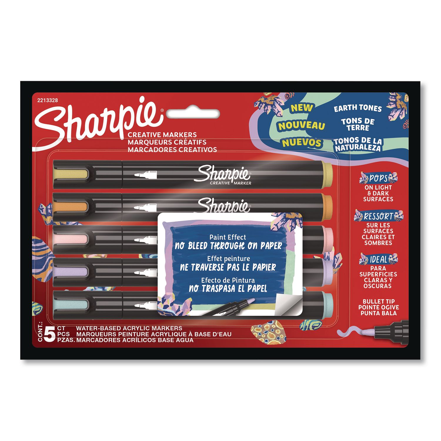 Creative Markers, Light Earth Tones, Bullet Tip, Assorted, 5/Pack