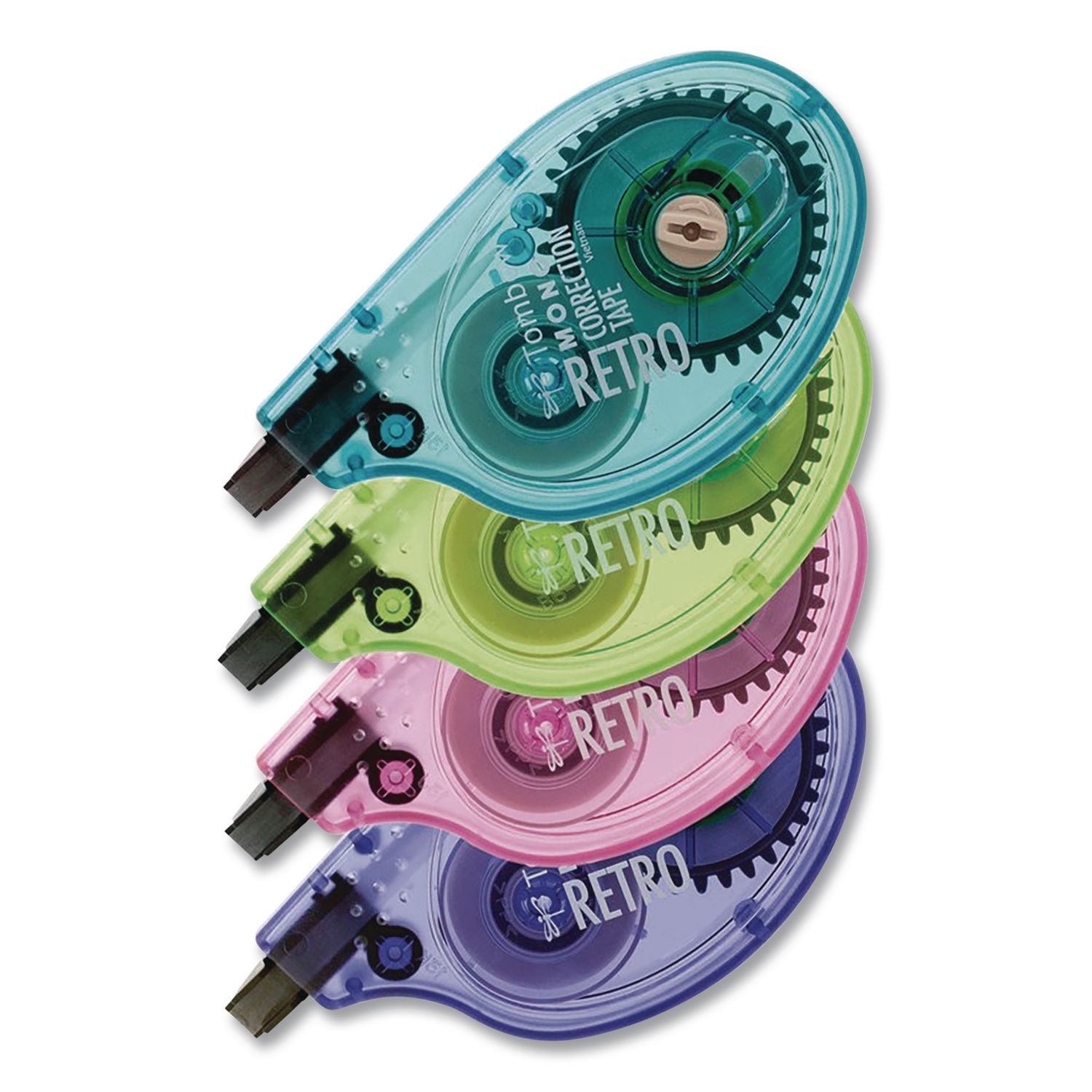 MONO Original Correction Tape, Retro Colors, 0.17" x 33 ft, Assorted Colors, 4/Pack