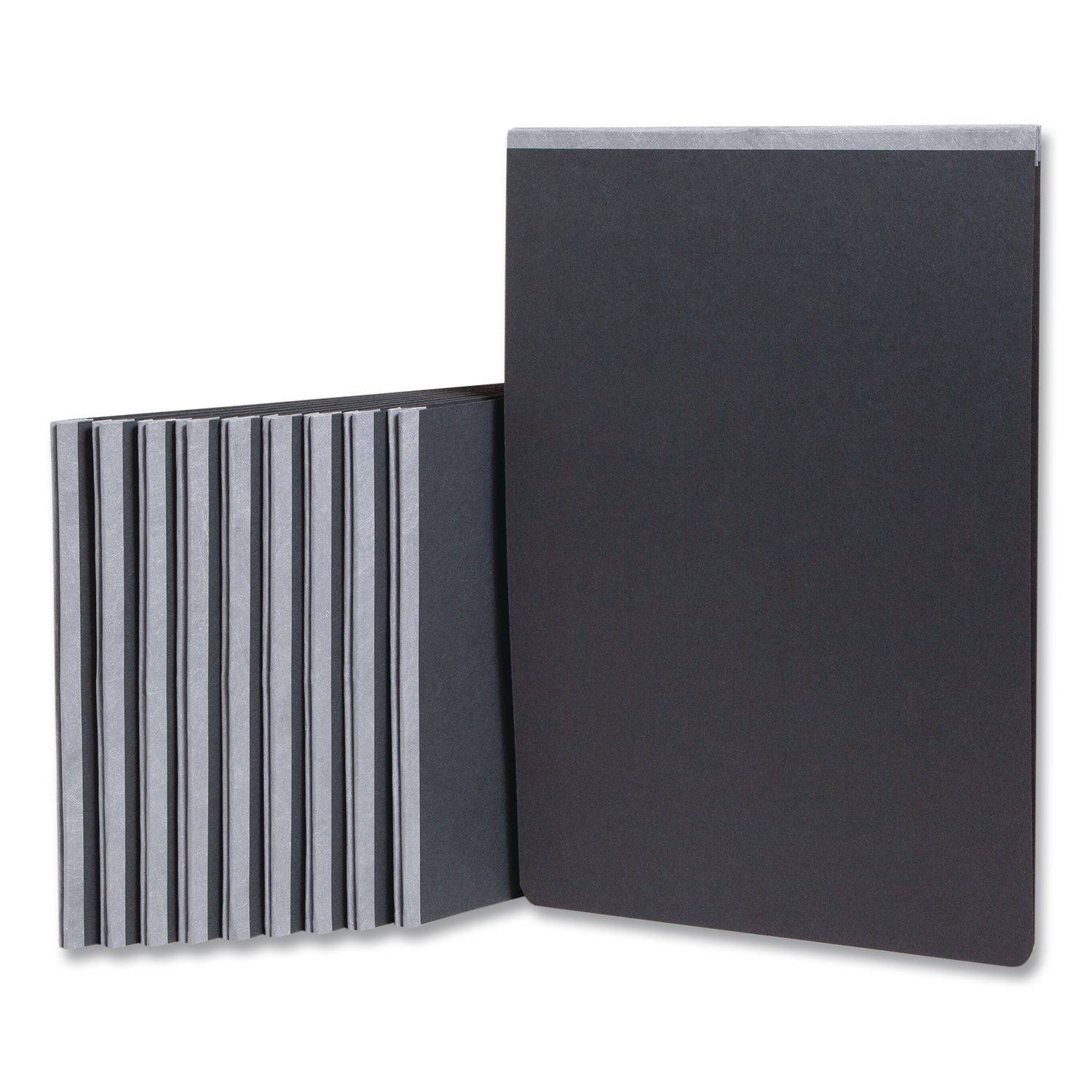 Prong Fastener Premium Pressboard Report Cover, Two-Piece Prong Fastener, 3" Capacity, 11 x 17, Black/Black, 10/Box