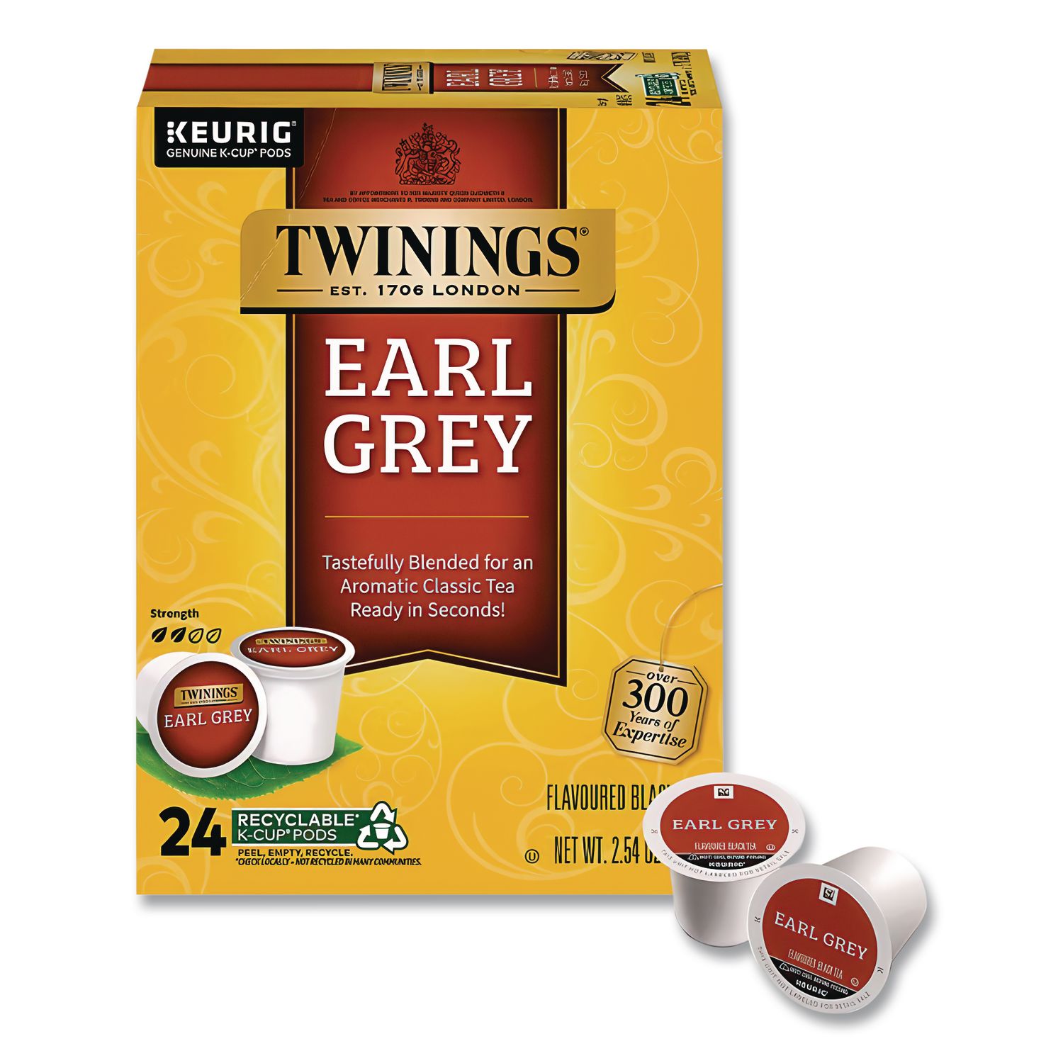 Tea K-Cups, Earl Grey, 0.11 oz K-Cups, 24/Box