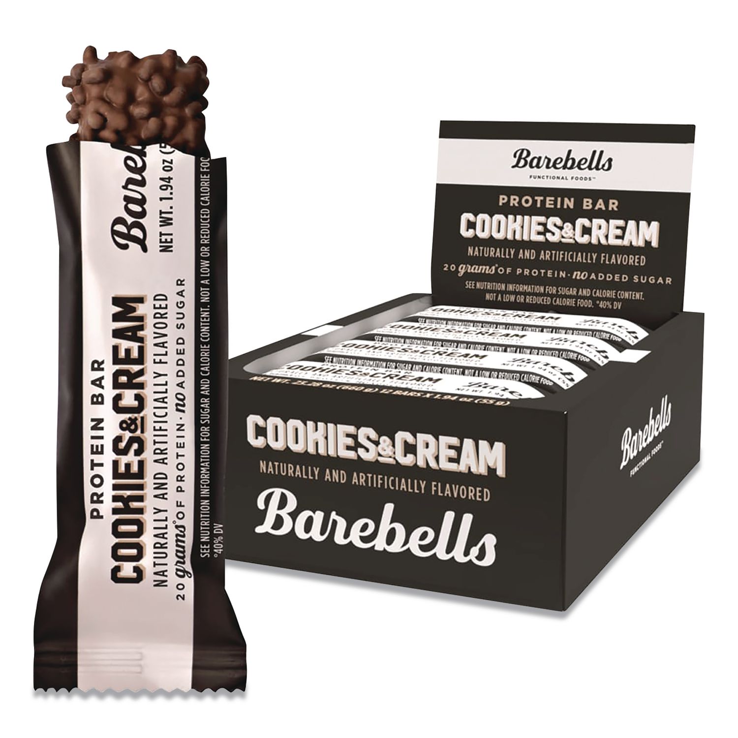 Cookies and Cream Protein Bars, 1.9 oz Individually Wrapped, 12/Box