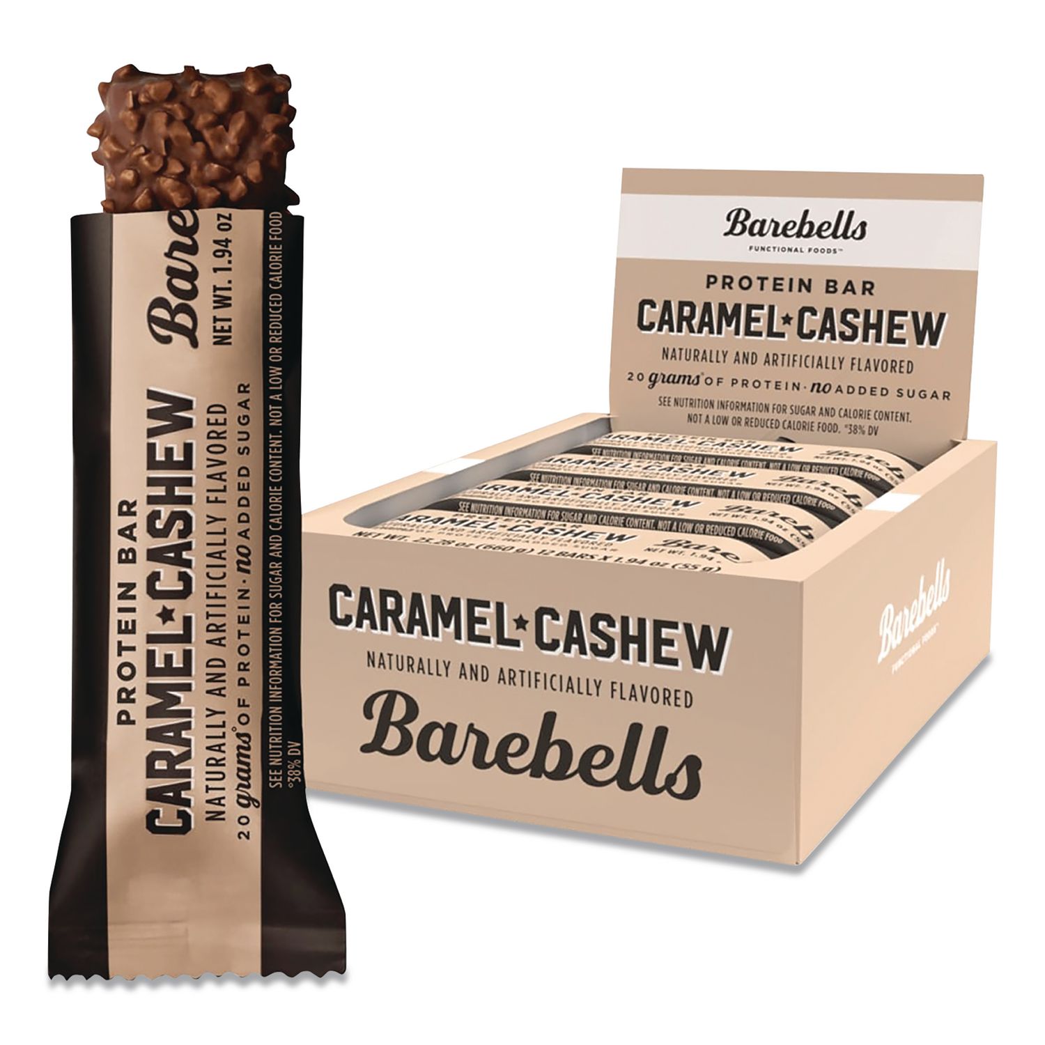 Caramel Cashew Protein Bars, 1.94 oz Individually Wrapped, 12/Box
