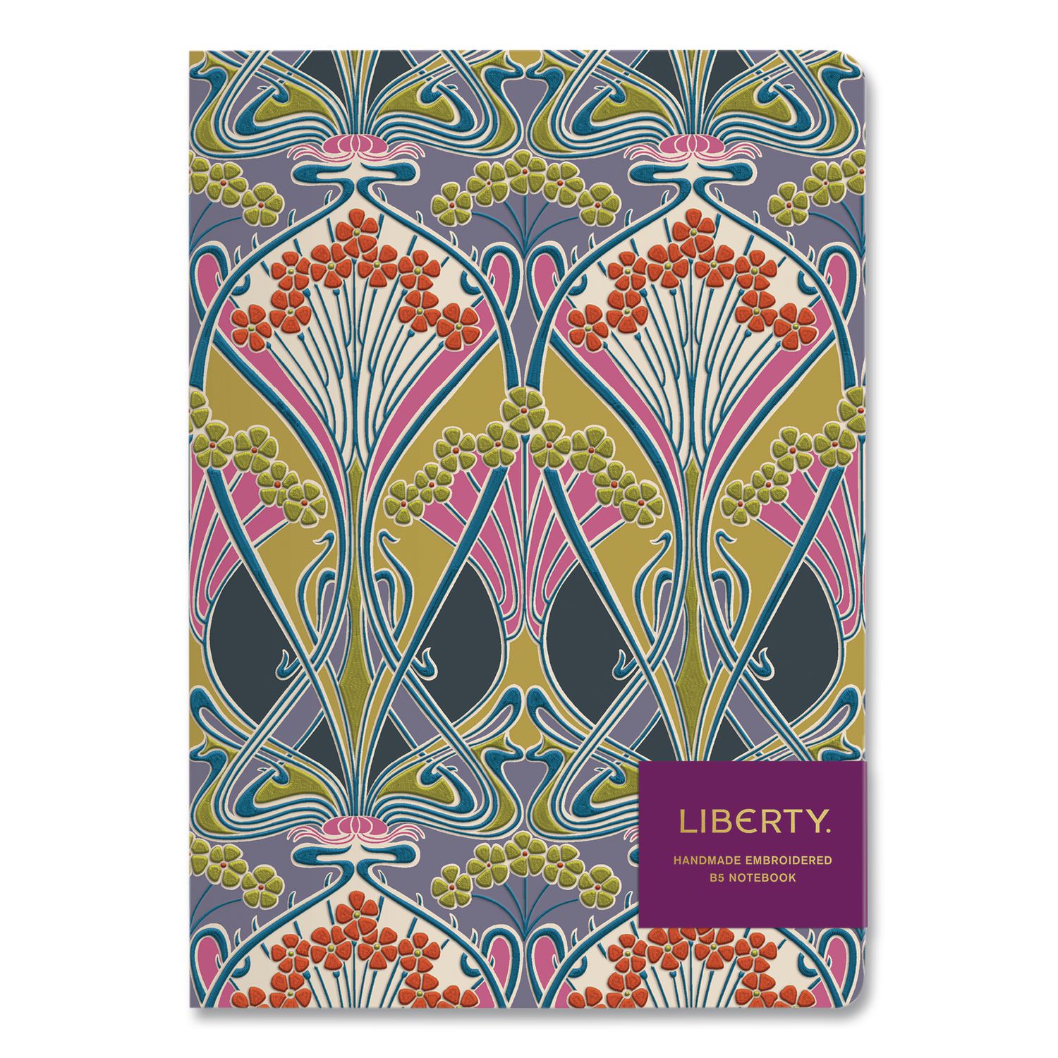 Liberty London Embroidered Cover Journal, Ianthe Bloom Artwork, Medium/College Rule, Multicolor Cover, (50) 10 x 7 Sheets