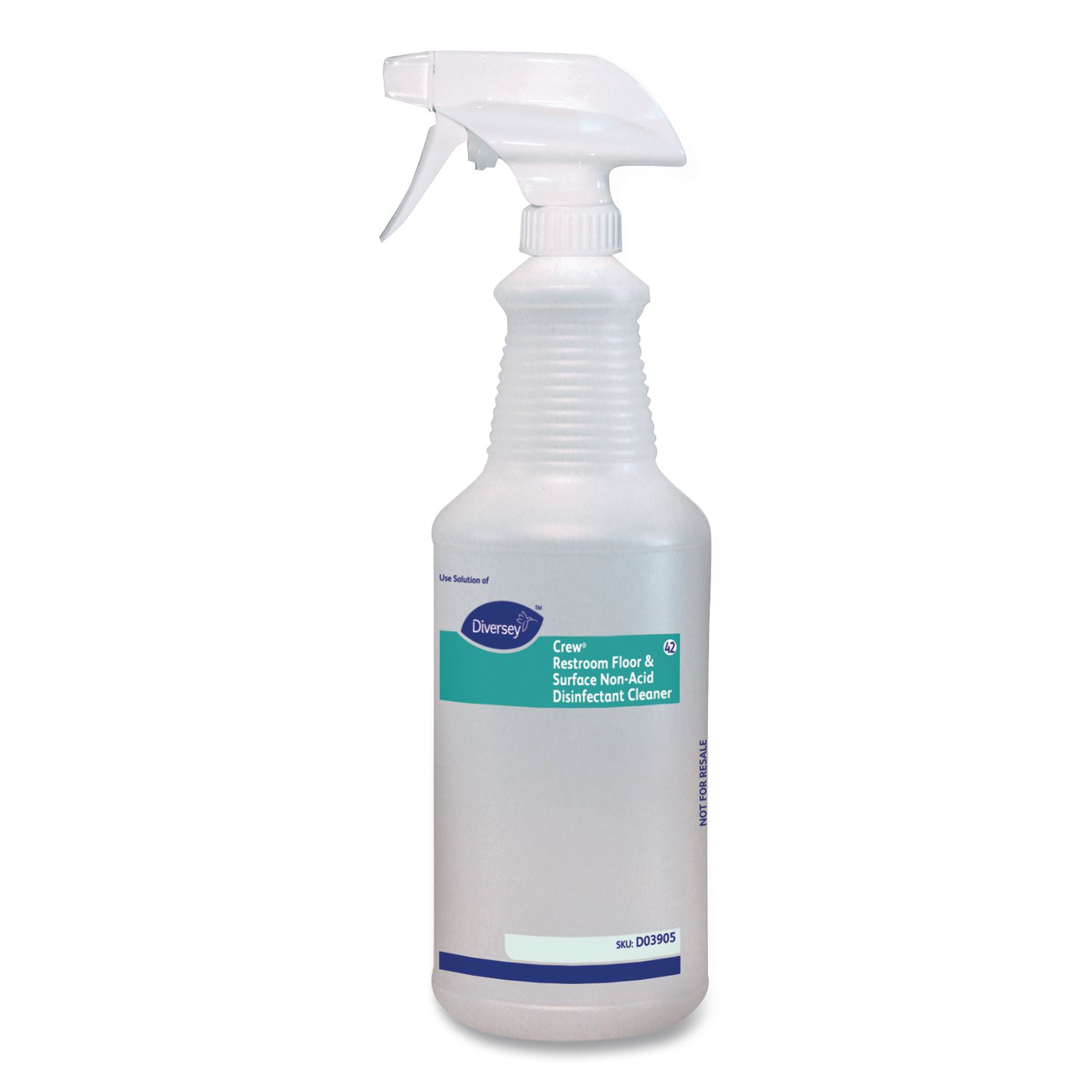Crew Restroom Floor and Surface Non-Acid Disinfectant Cleaner Empty Spray Bottle, 32 oz, Clear