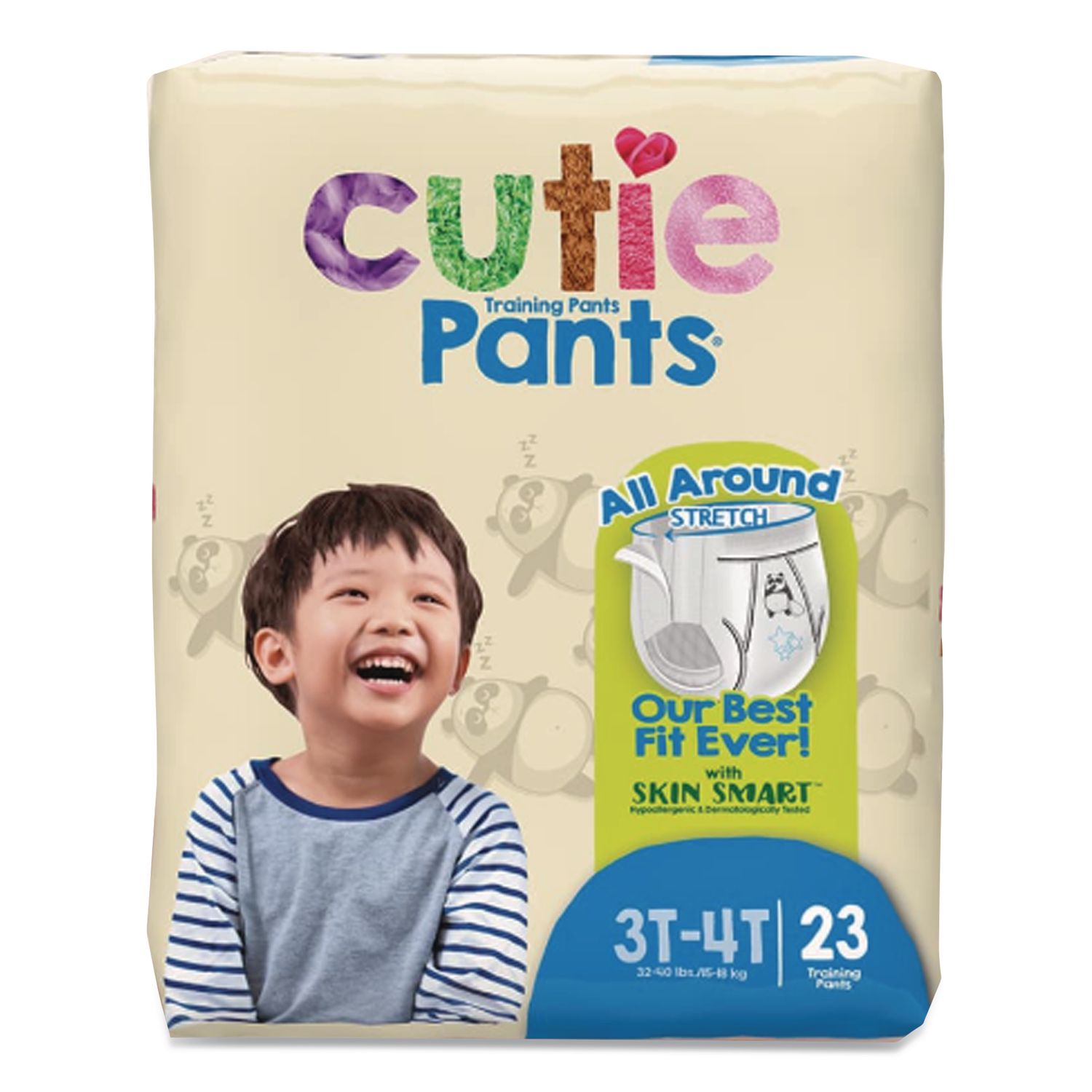 CutiePants Refastenable Training Pants for Boys, Size 3T-4T, 32 lbs to 40 lbs, 92/Carton