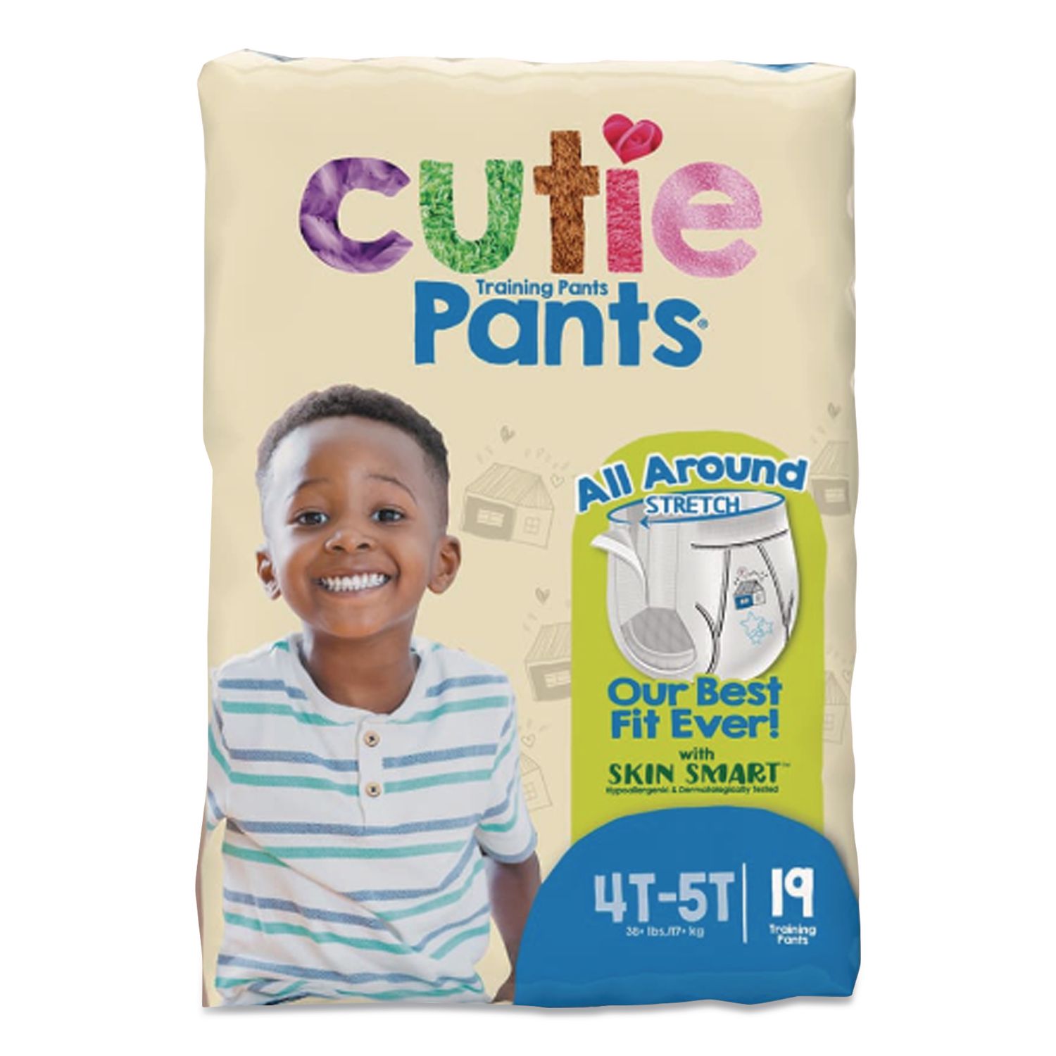 CutiePants Refastenable Training Pants for Boys, Size 4T-5T, 38 lbs to 50 lbs, 76/Carton