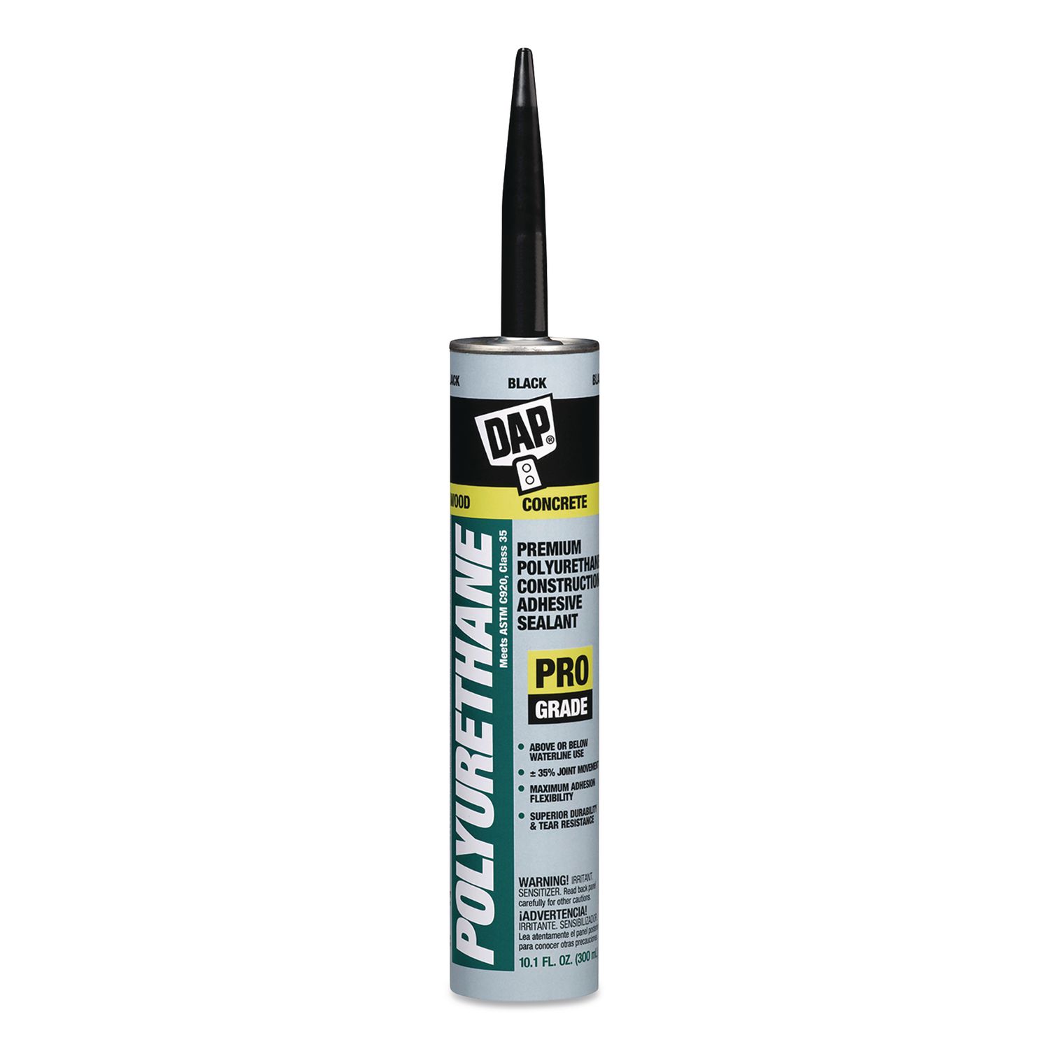 Premium Polyurethane Construction Adhesive Sealant, 10.1 oz Capsule/Cartridge, Black