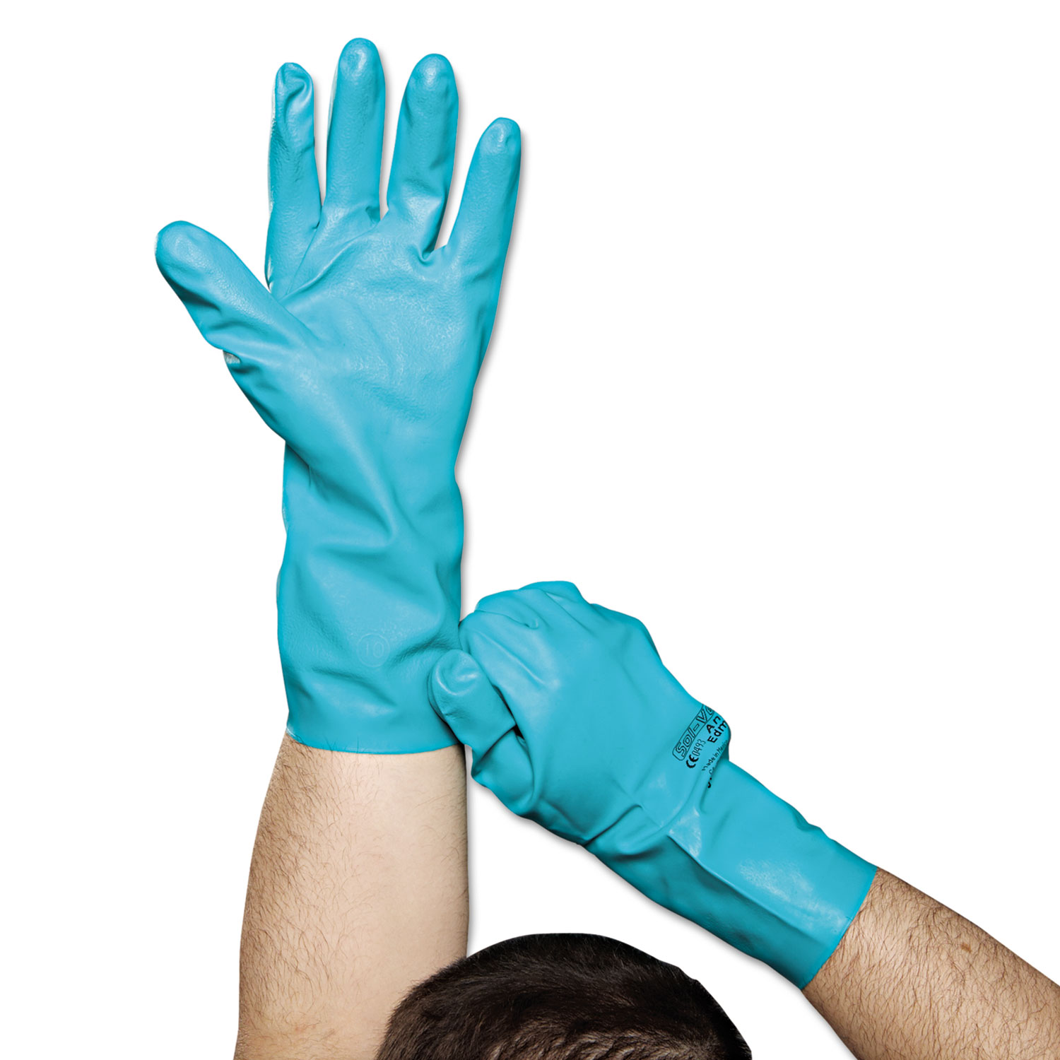 Sol-Vex Sandpatch-Grip Nitrile Gloves, Green, Size 10, 12 Pairs