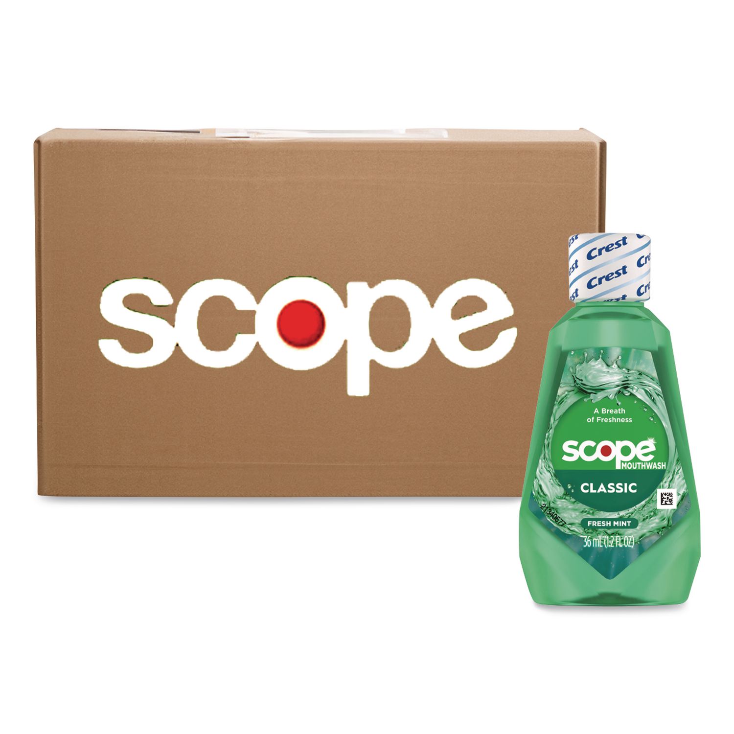 Plus Scope Classic Mouthwash, Classic Mint Flavor, 36 mL Bottle, 52/Carton