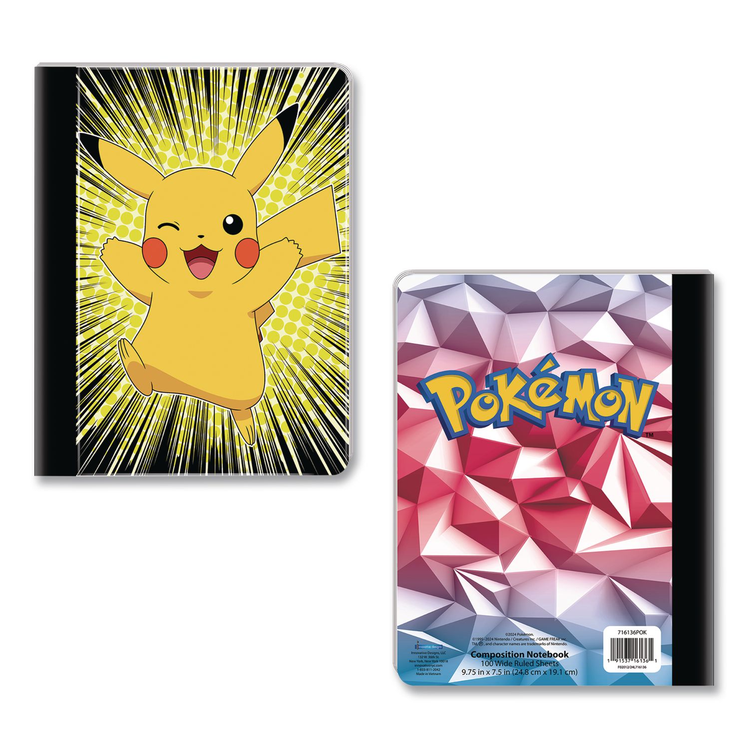 Licensed Composition Book, Pokemon, Wide/Legal Rule, Multicolor Cover, (100) 9.75 x 7.5 Sheets