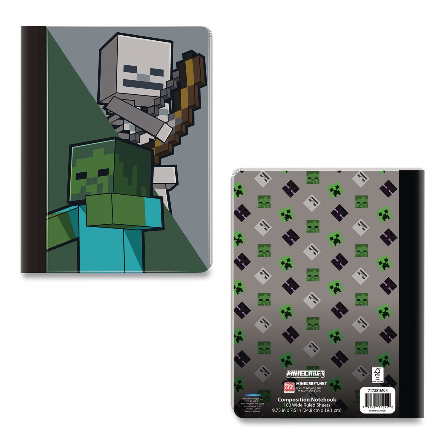Licensed Composition Book, Minecraft, Wide/Legal Rule, Multicolor Cover, (100) 9.75 x 7.5 Sheets