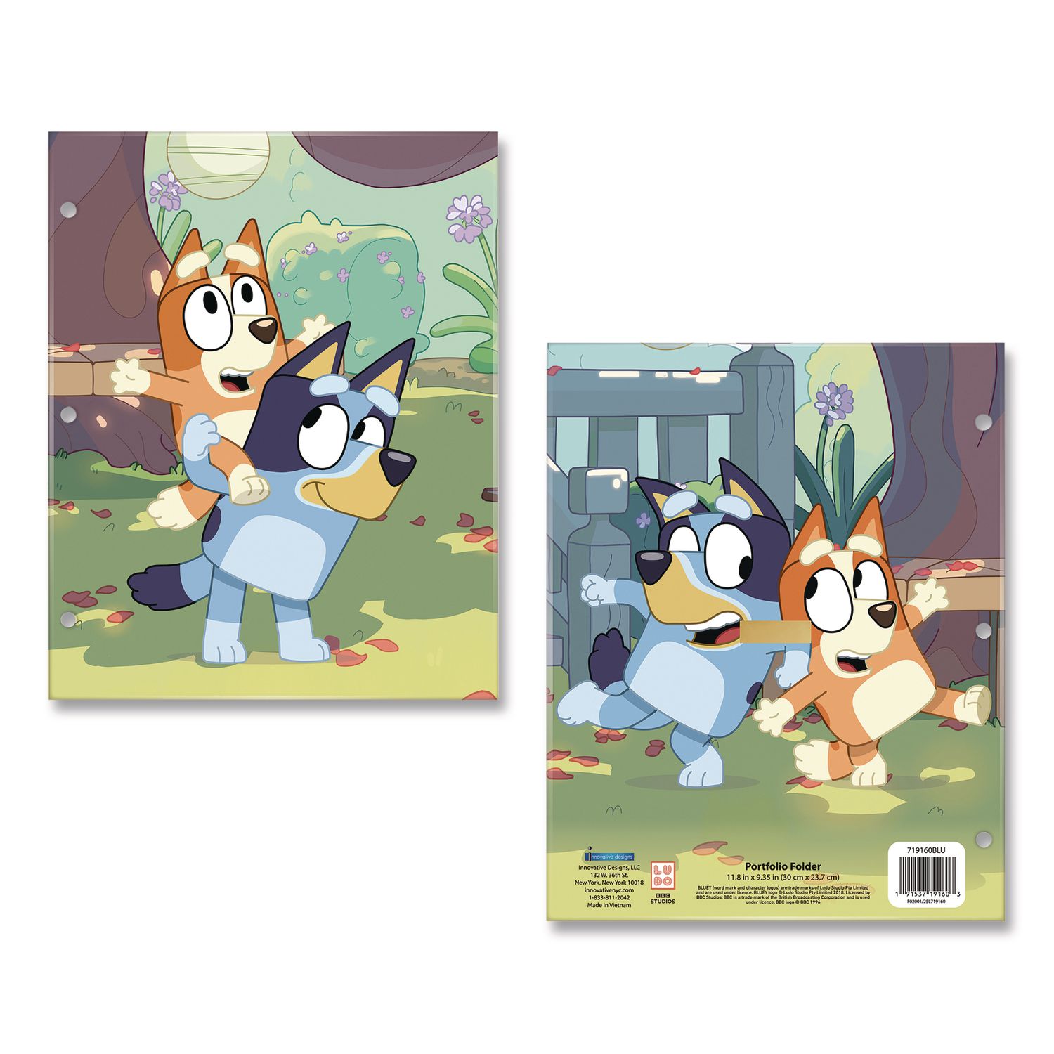 Licensed Two-Pocket Folder, Bluey and Bingo, Side: 3-Hole Punched, Accommodates (50) 11 x 8.5 Sheets, Multicolor
