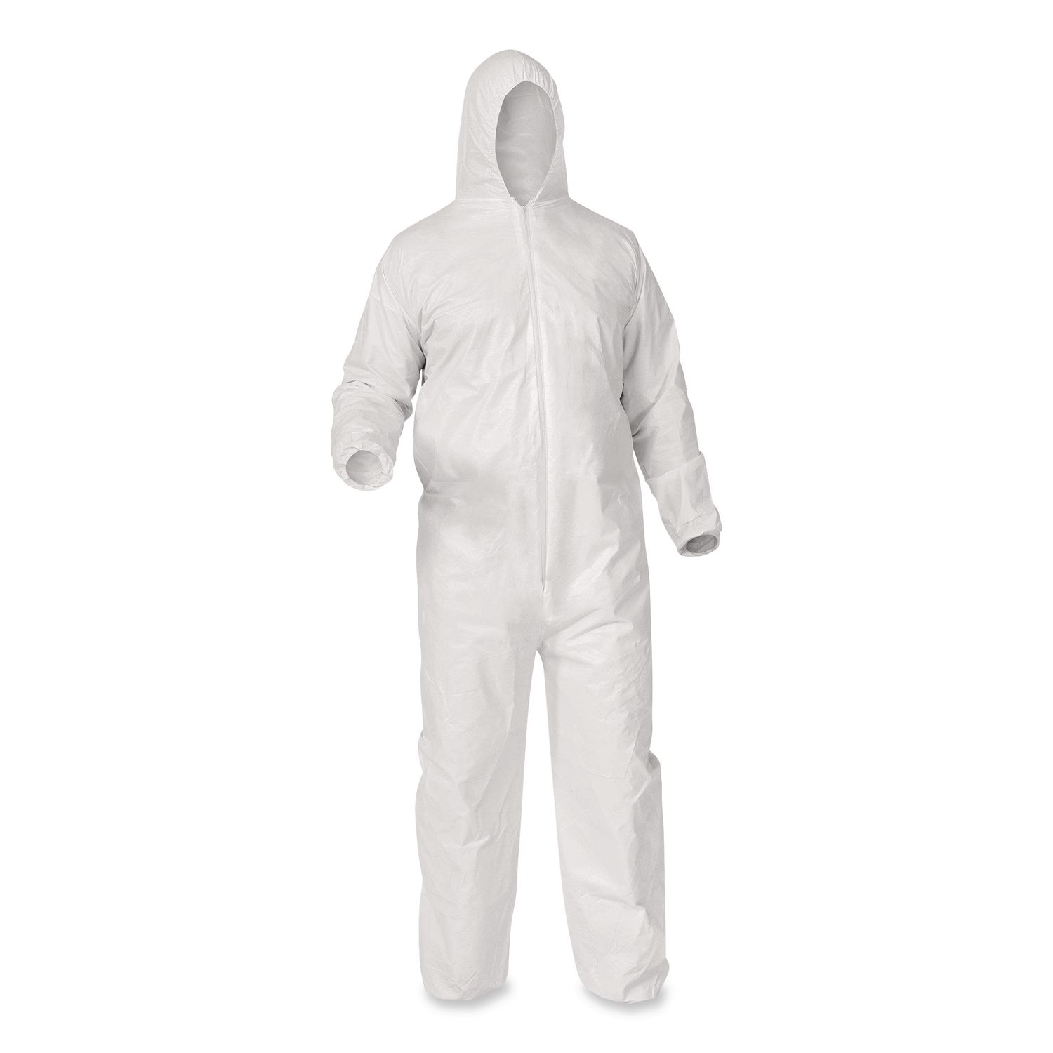A35 Liquid and Particle Protection Coveralls, Zipper Front, Hooded, Elastic Wrists and Ankles, 3X-Large, White, 25/Carton