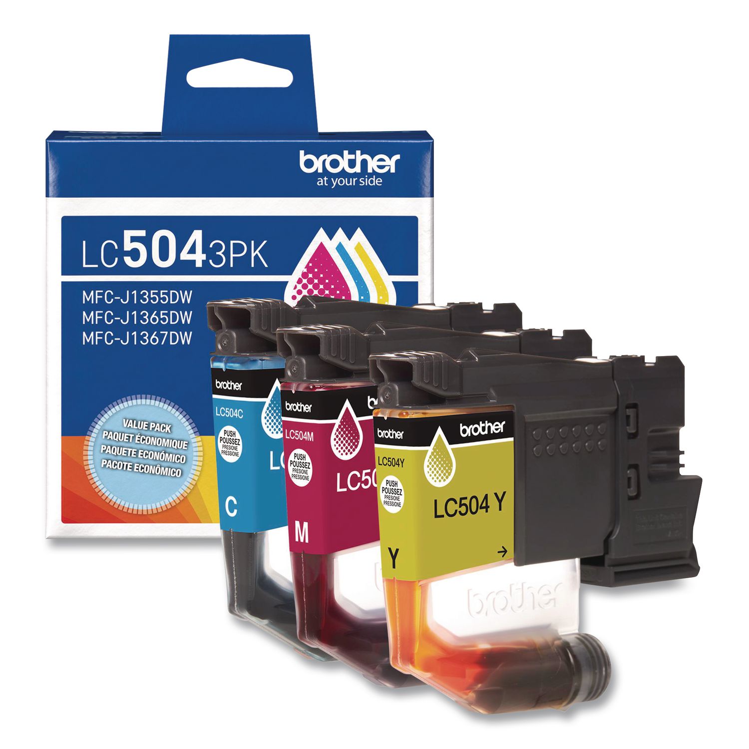 LC504 INKvestment Ink, 500 Page-Yield, Cyan/Magenta/Yellow, 3/Pack