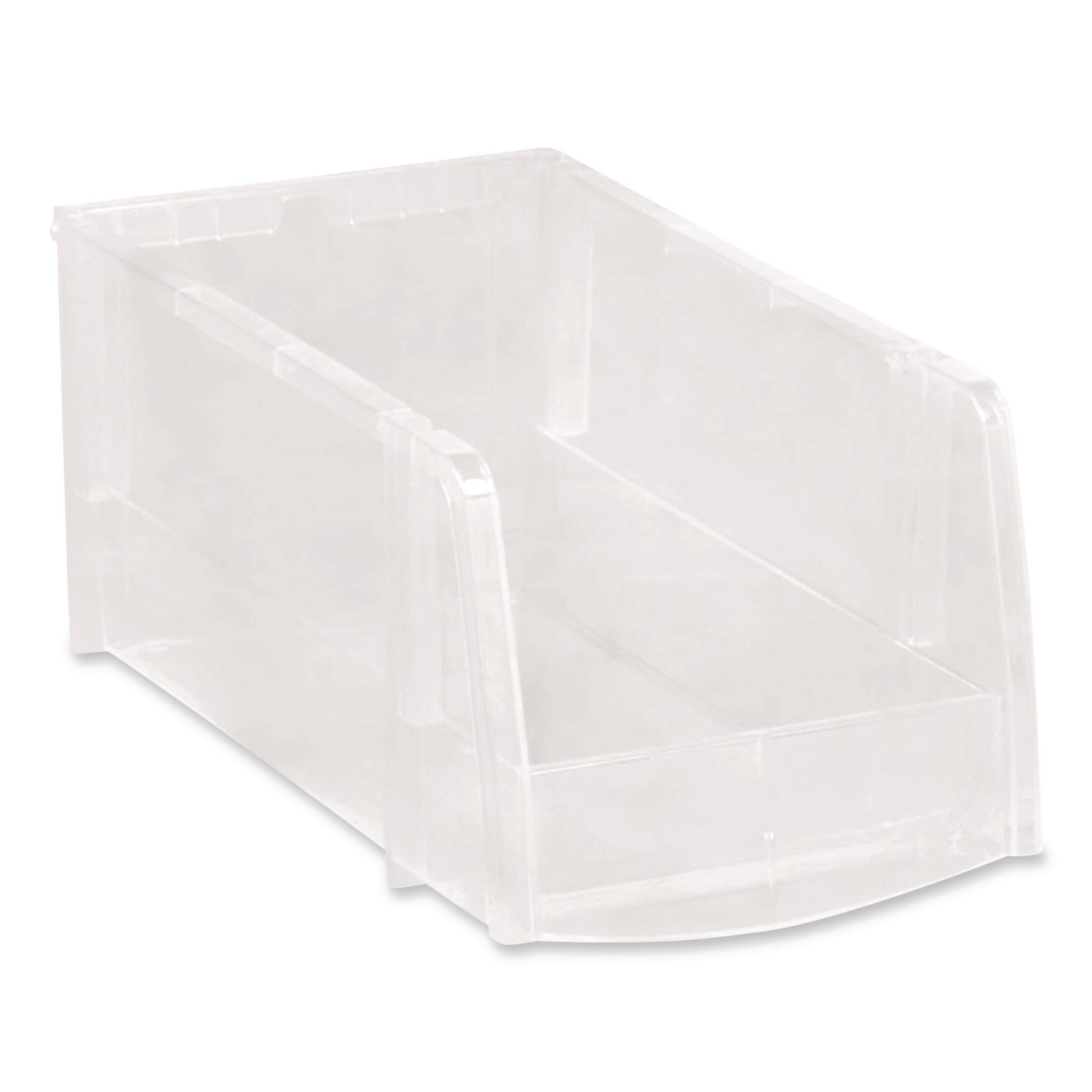 Stackable Plastic Storage Bin. Medium, 1.6 qt, 6 x 11 x 5, Clear