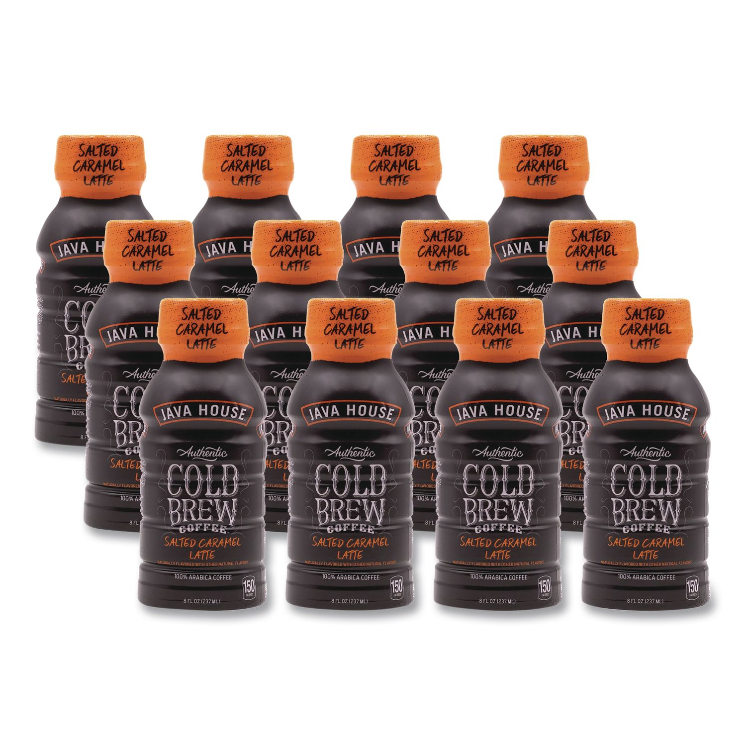 Cold Brew Coffee, Salted Caramel Latte, 8 oz Bottle, 12/Carton