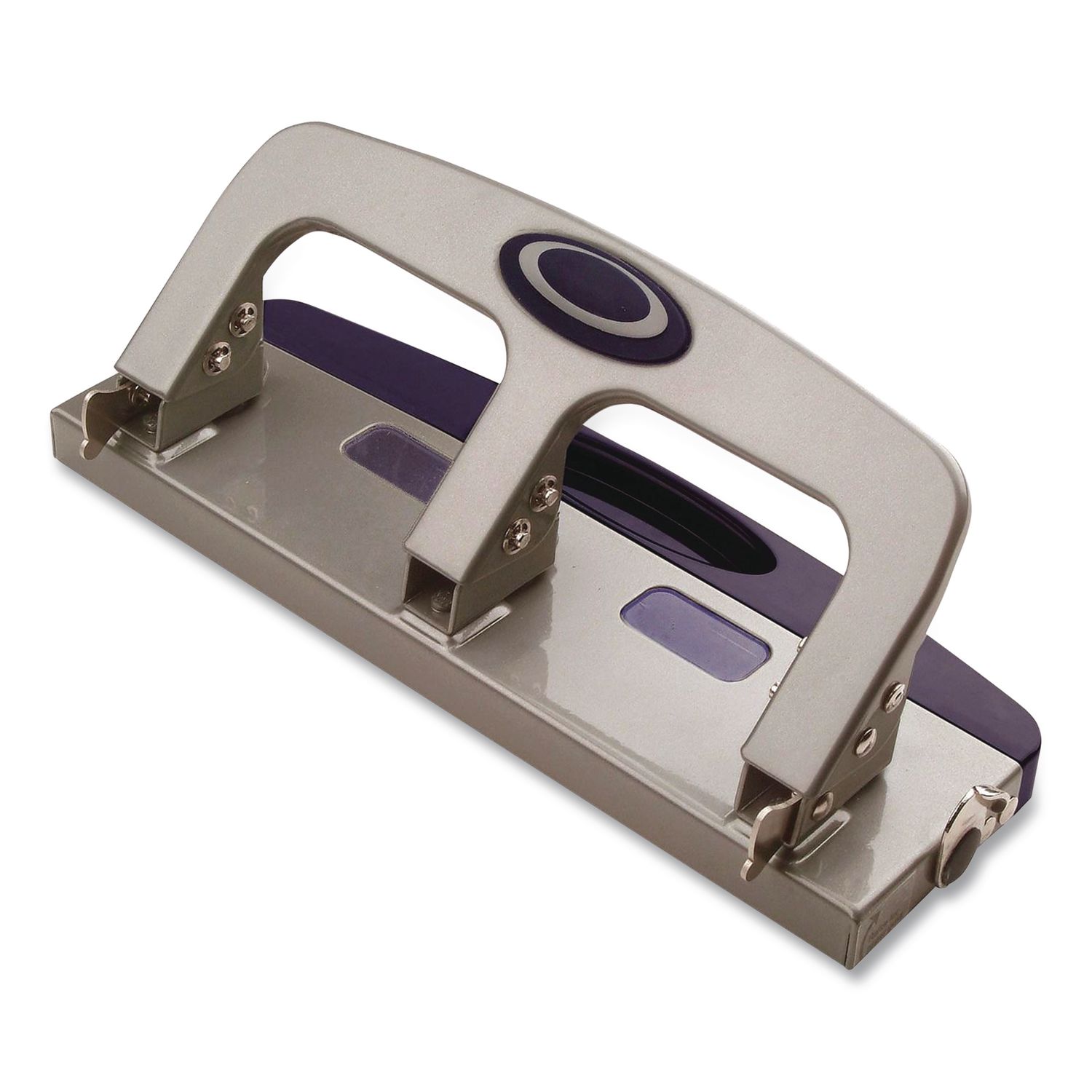 Deluxe 3-Hole Punch, 9/32" Holes, Silver/Navy