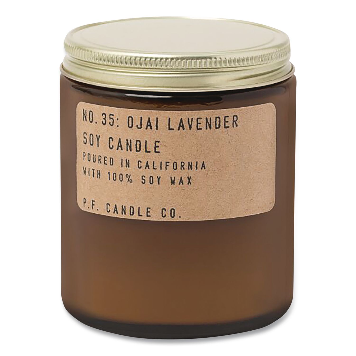 Ojai Lavender Soy Candle, 40 to 50 Hours Burn Time, 2.9 d x 3.5 h, 7.2 oz, Amber