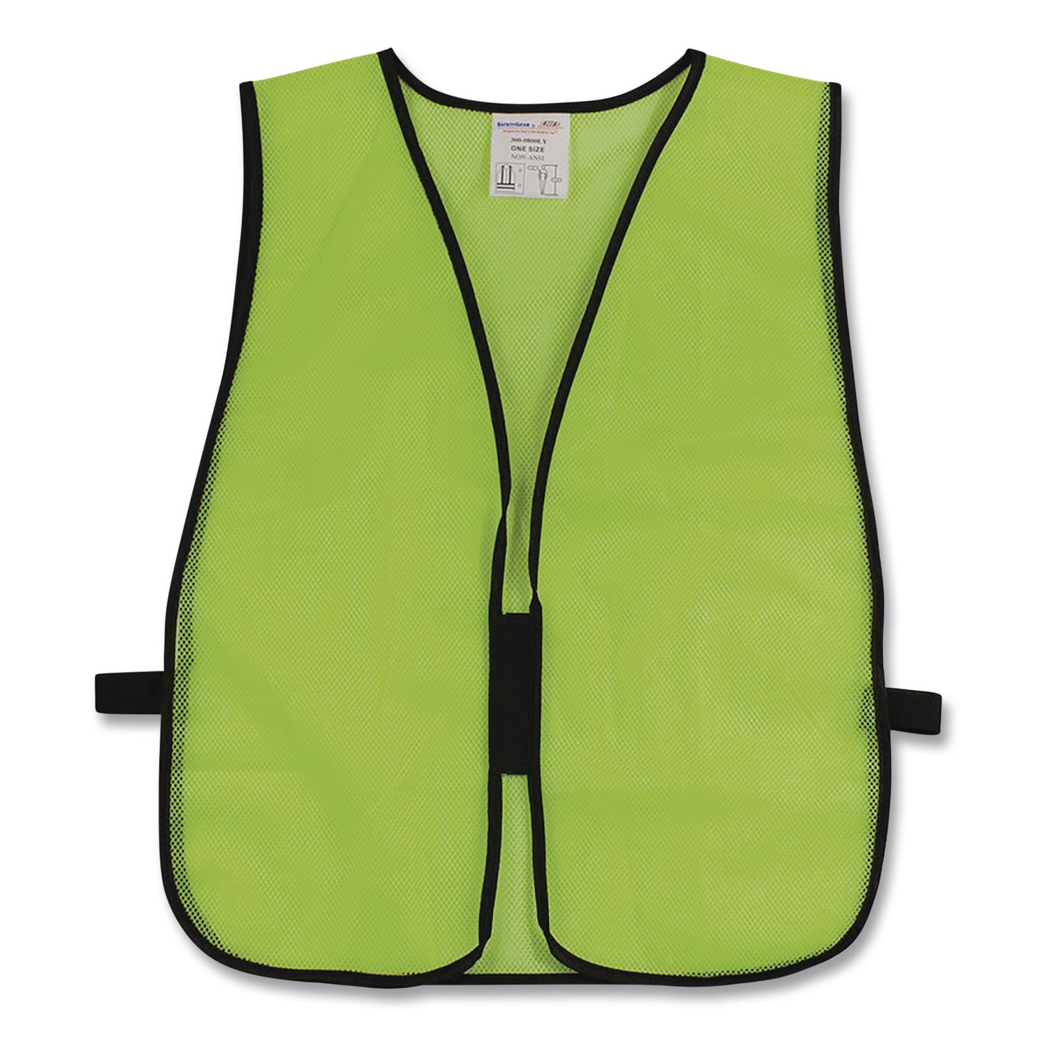 Hook and Loop Safety Vest, Polyester Mesh, One Size Fits Most, Lime
