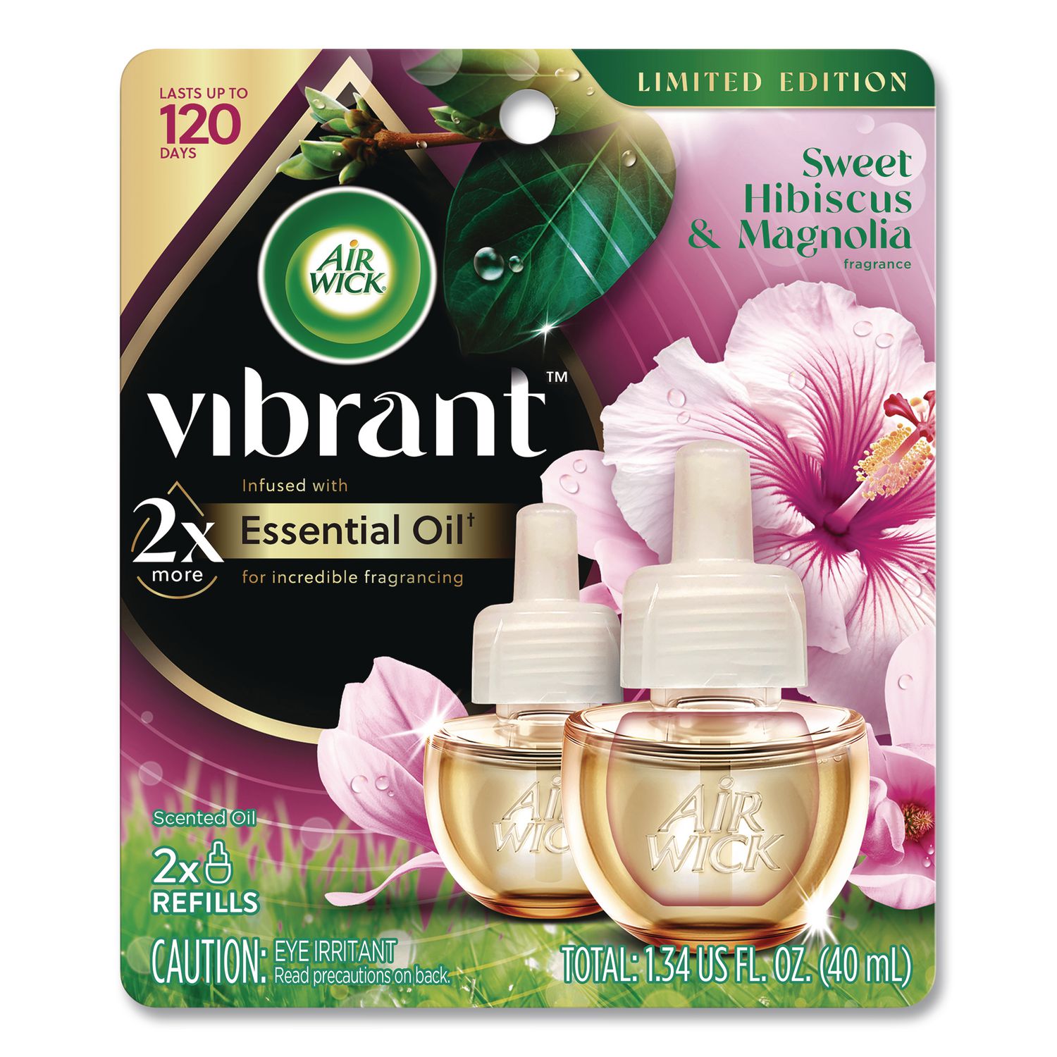 Vibrant Scented Oil Warmer Refill, Sweet Hibiscus and Magnolia, 0.67 oz, 2/Pack